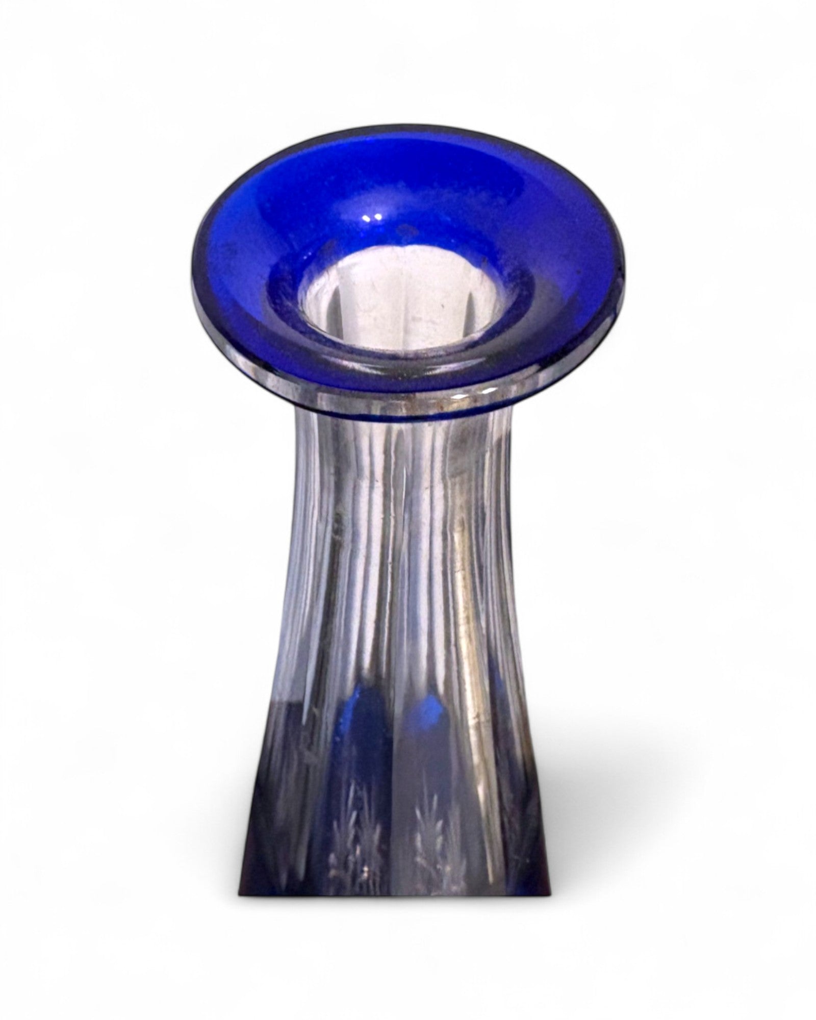 Vintage Baccarat Cobalt Blue Cut-to-Clear Crystal Decanter with Stopper