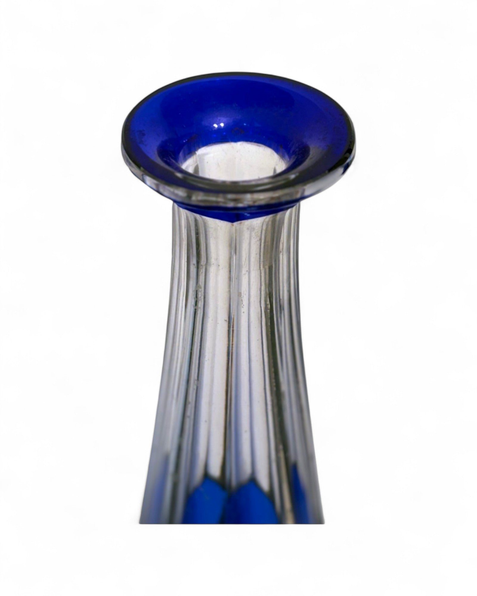 Vintage Baccarat Cobalt Blue Cut-to-Clear Crystal Decanter with Stopper