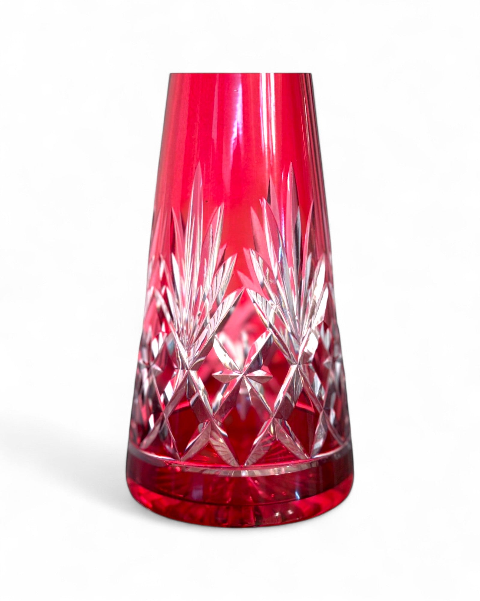 Vintage Baccarat Cobalt Red Cut-to-Clear Crystal Decanter with Stopper