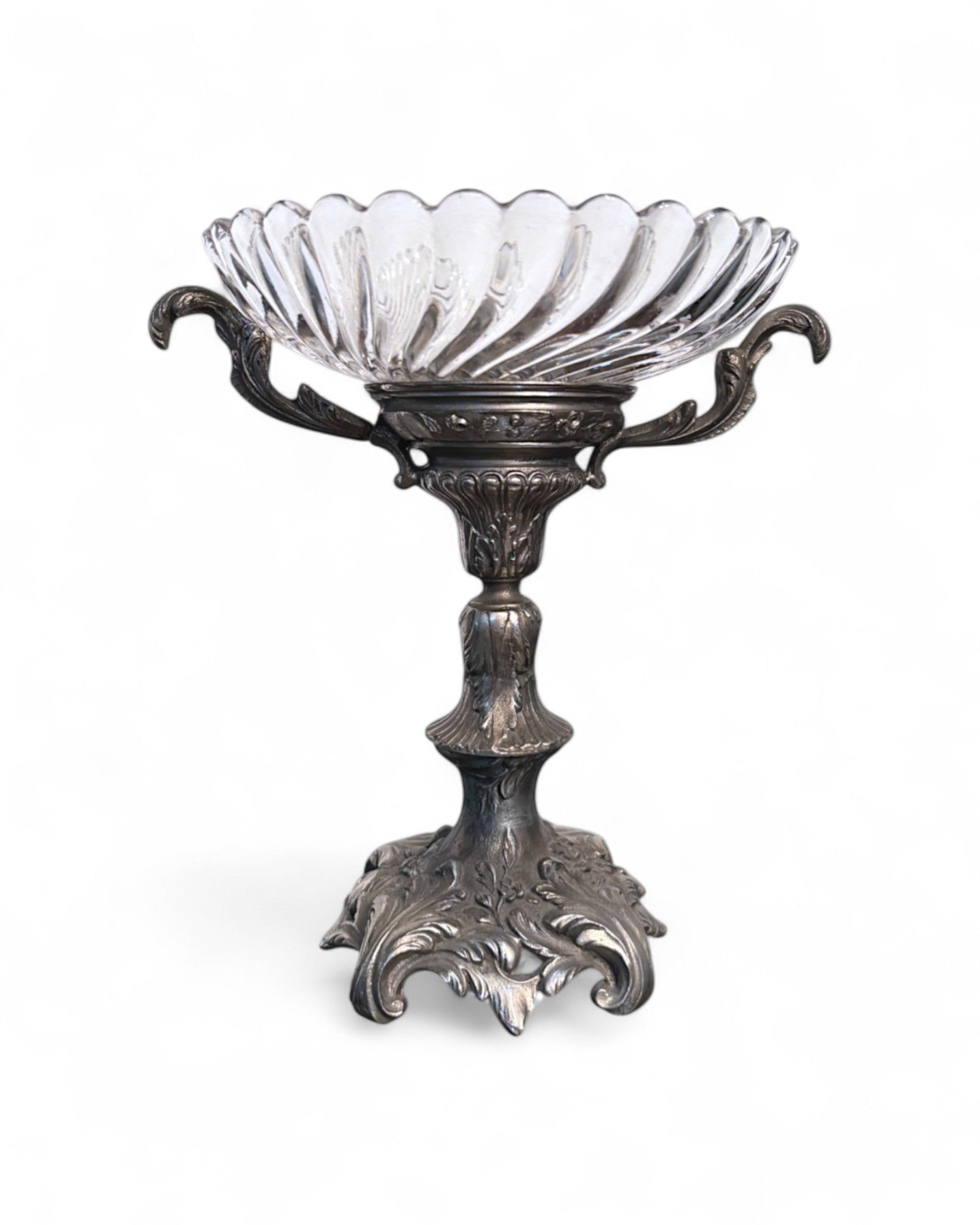 Antique Silver-Plated and Cut Glass Centrepiece Tazza