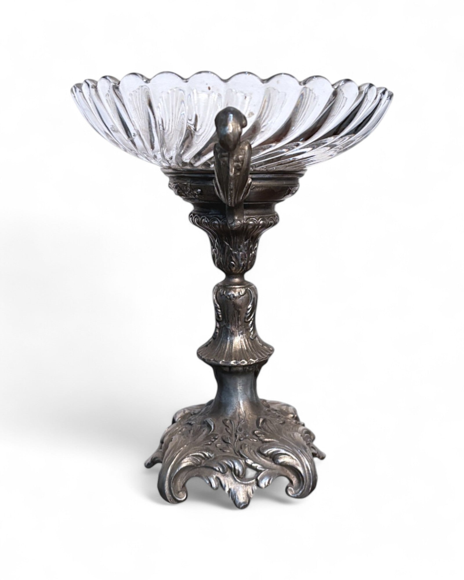 Antique Silver-Plated and Cut Glass Centrepiece Tazza