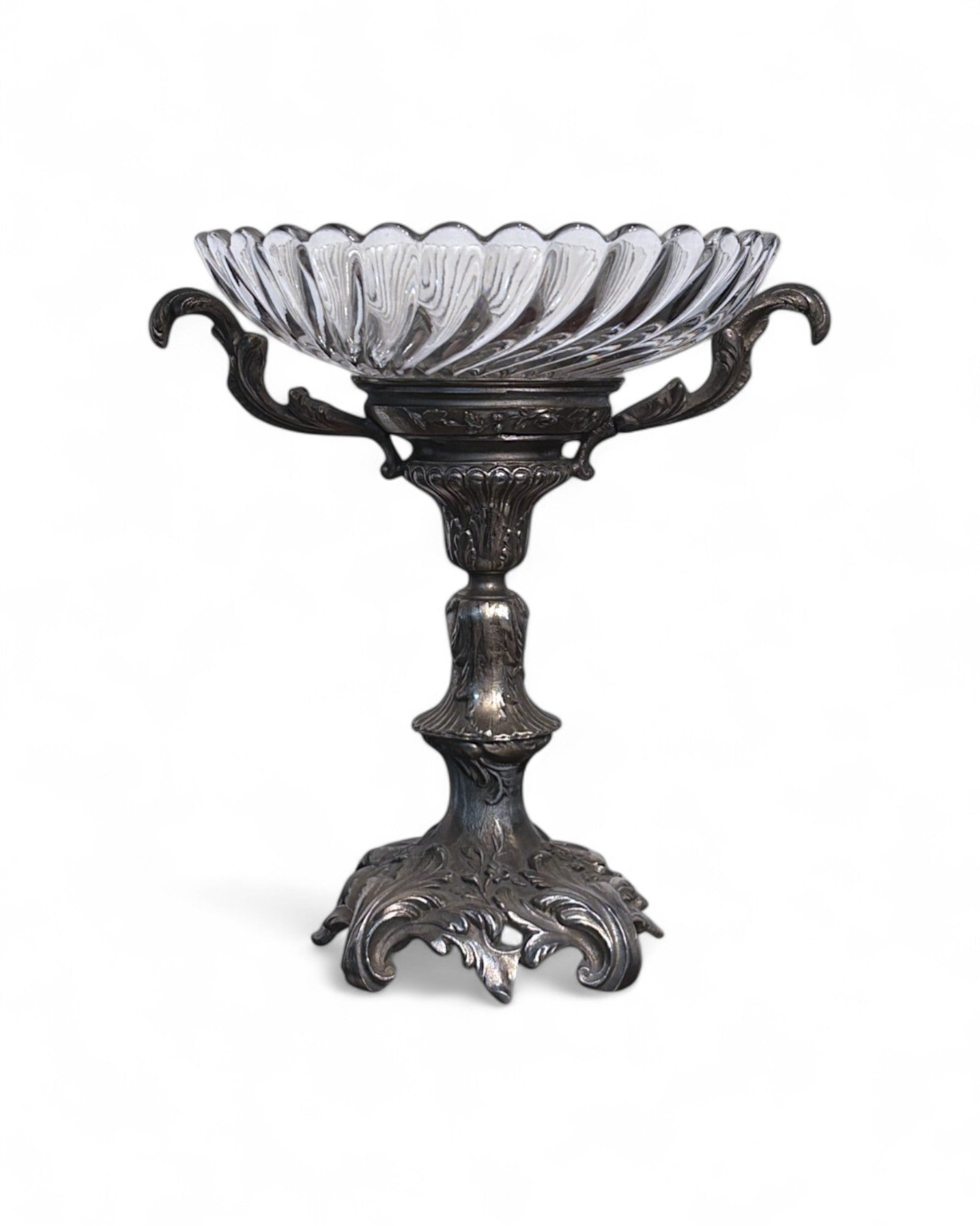 Antique Silver-Plated and Cut Glass Centrepiece Tazza