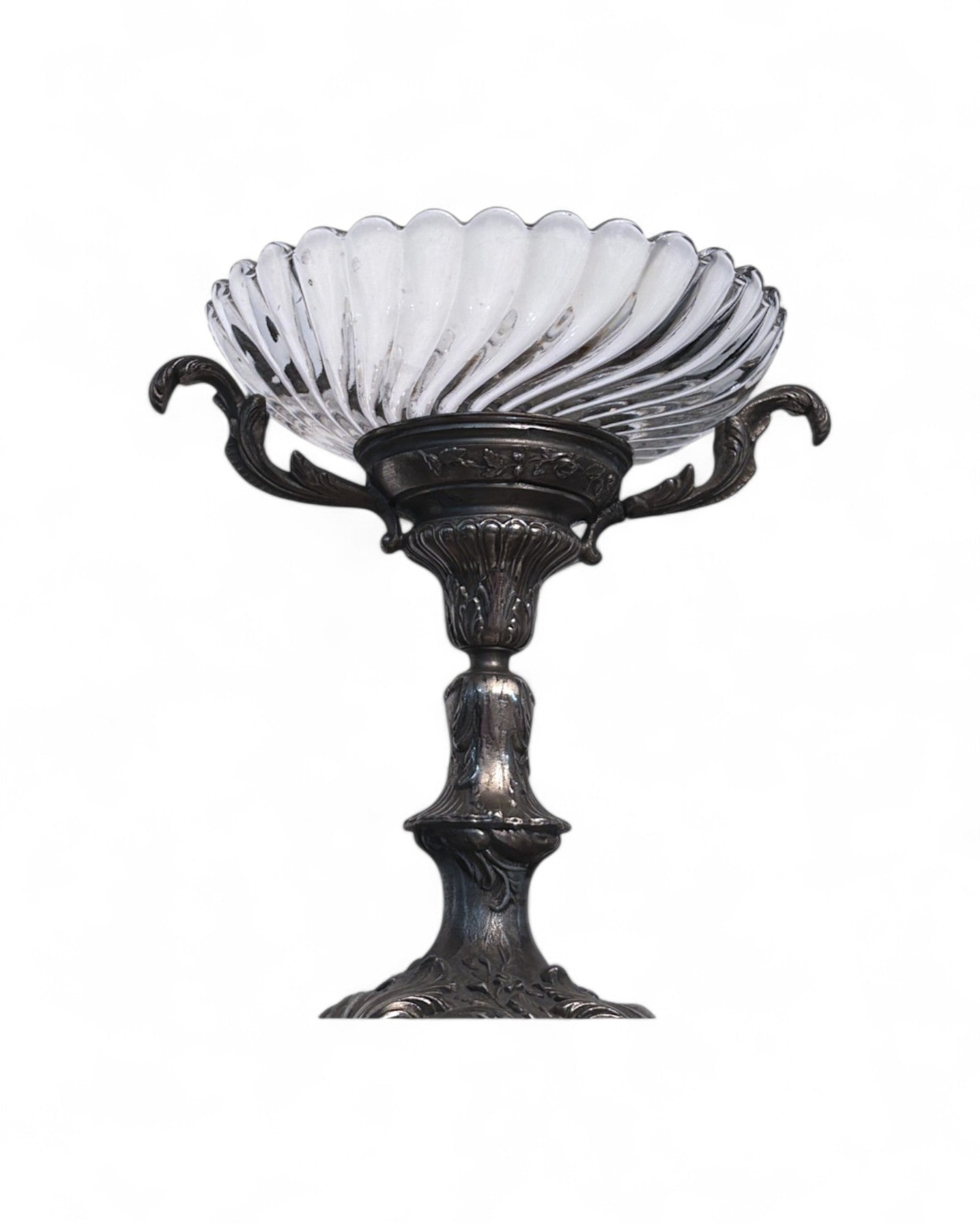Antique Silver-Plated and Cut Glass Centrepiece Tazza