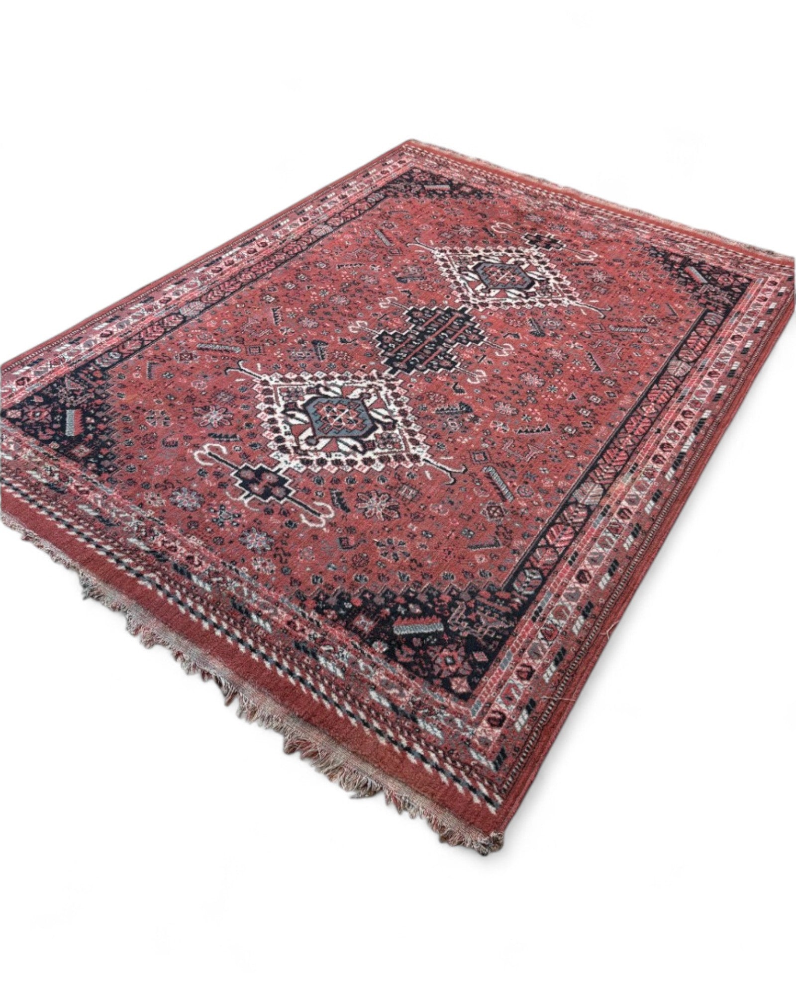Vintage Persian-Style Rug with Geometric Medallion Pattern | 272 x 193cm