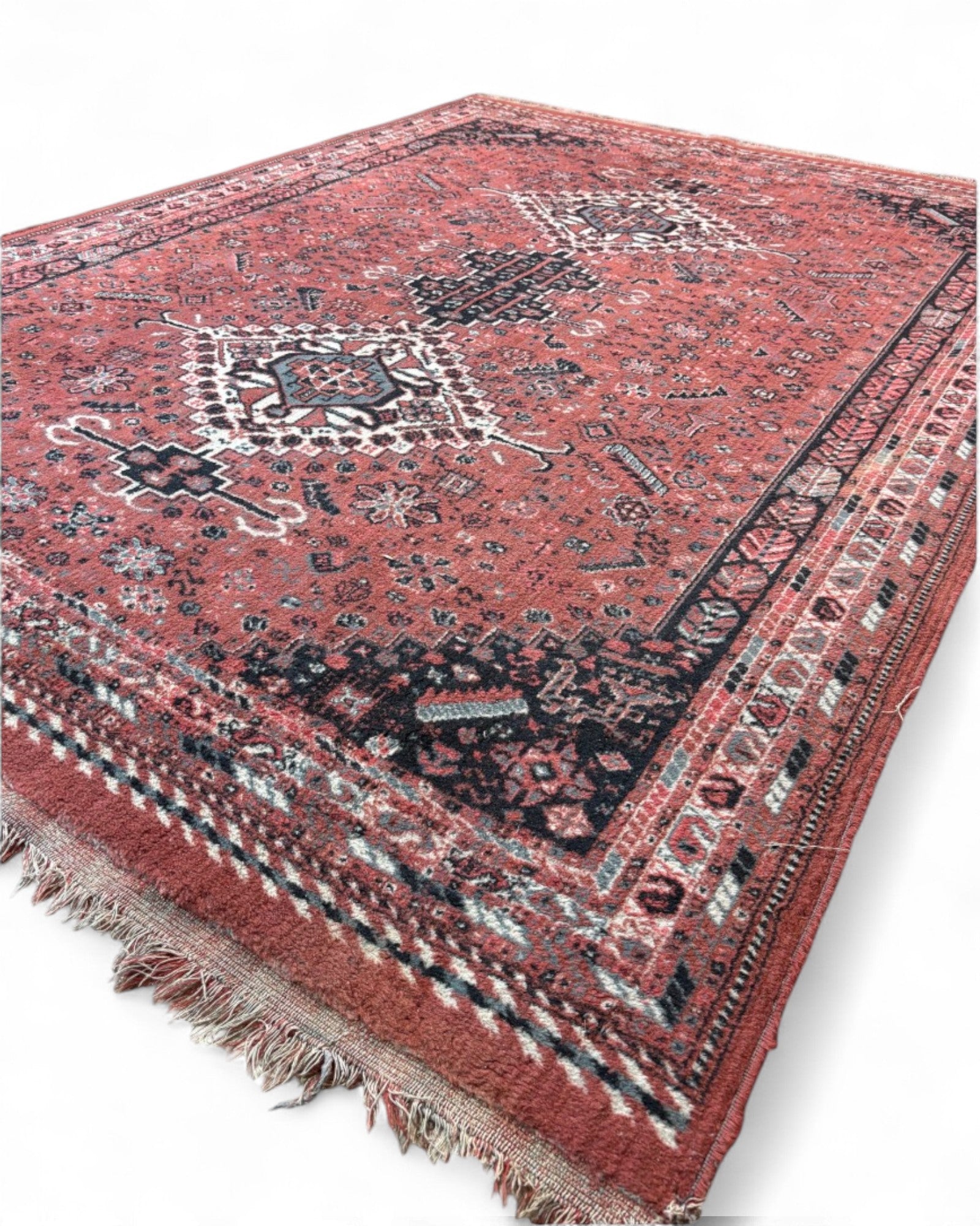 Vintage Persian-Style Rug with Geometric Medallion Pattern | 272 x 193cm