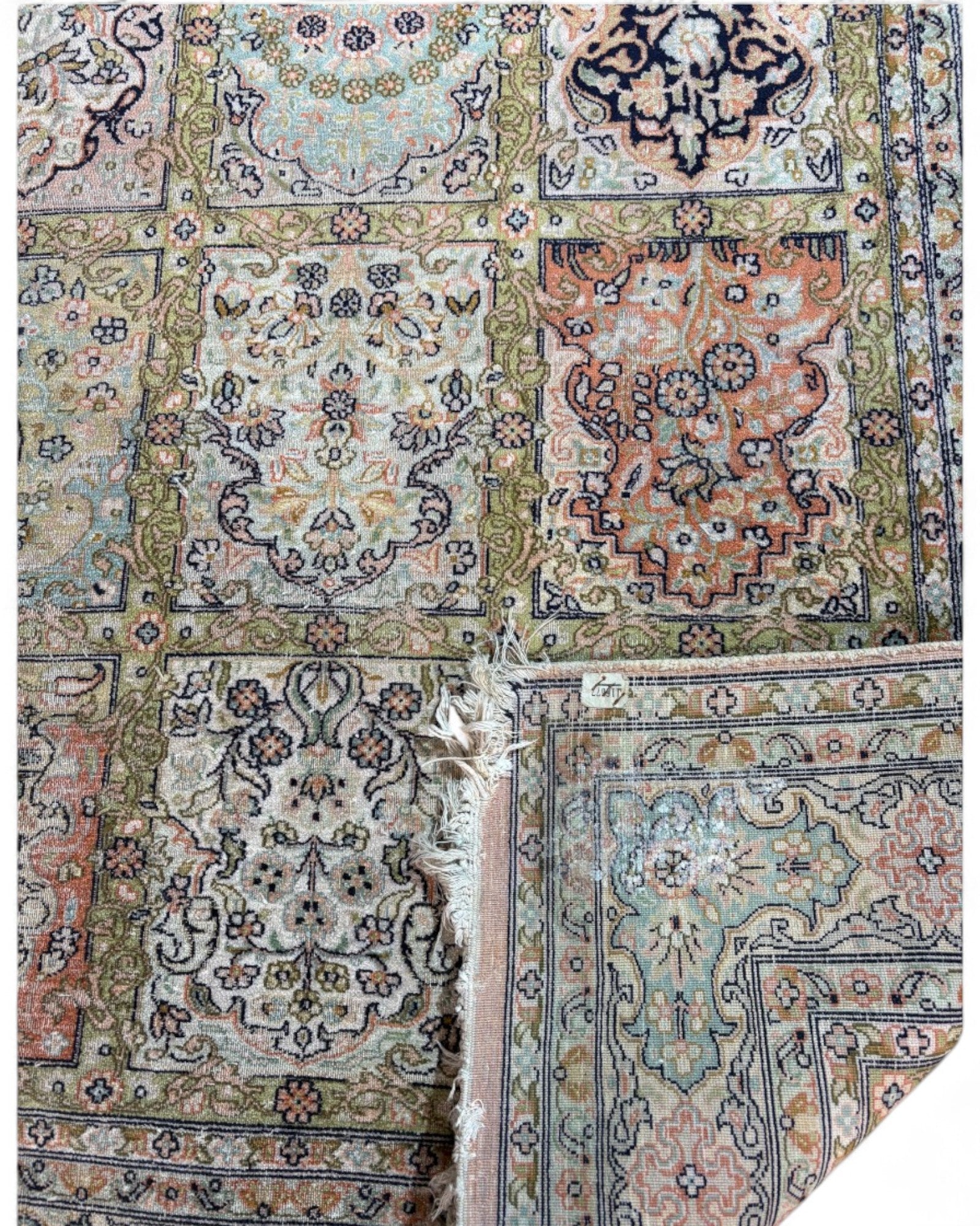 Persian Qom Garden Design Silk Rug | 123 x 171cm