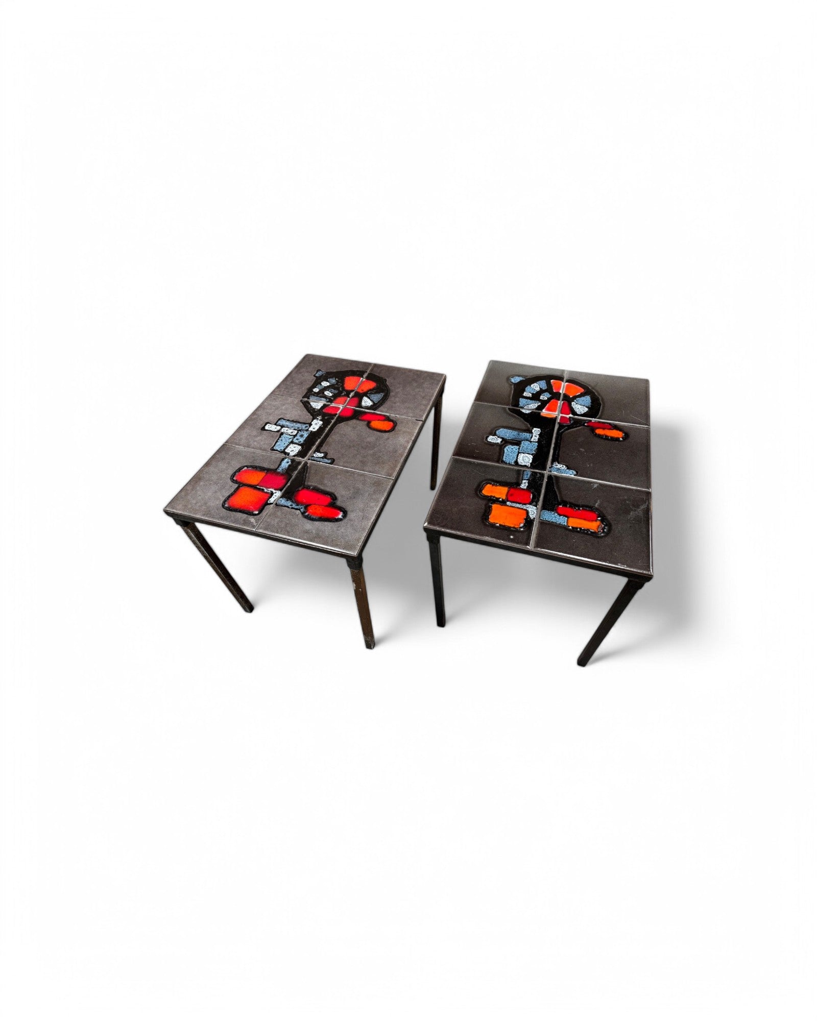 Canva Abstract Swiss Ceramic Tiled Coffee Table - Set of 2