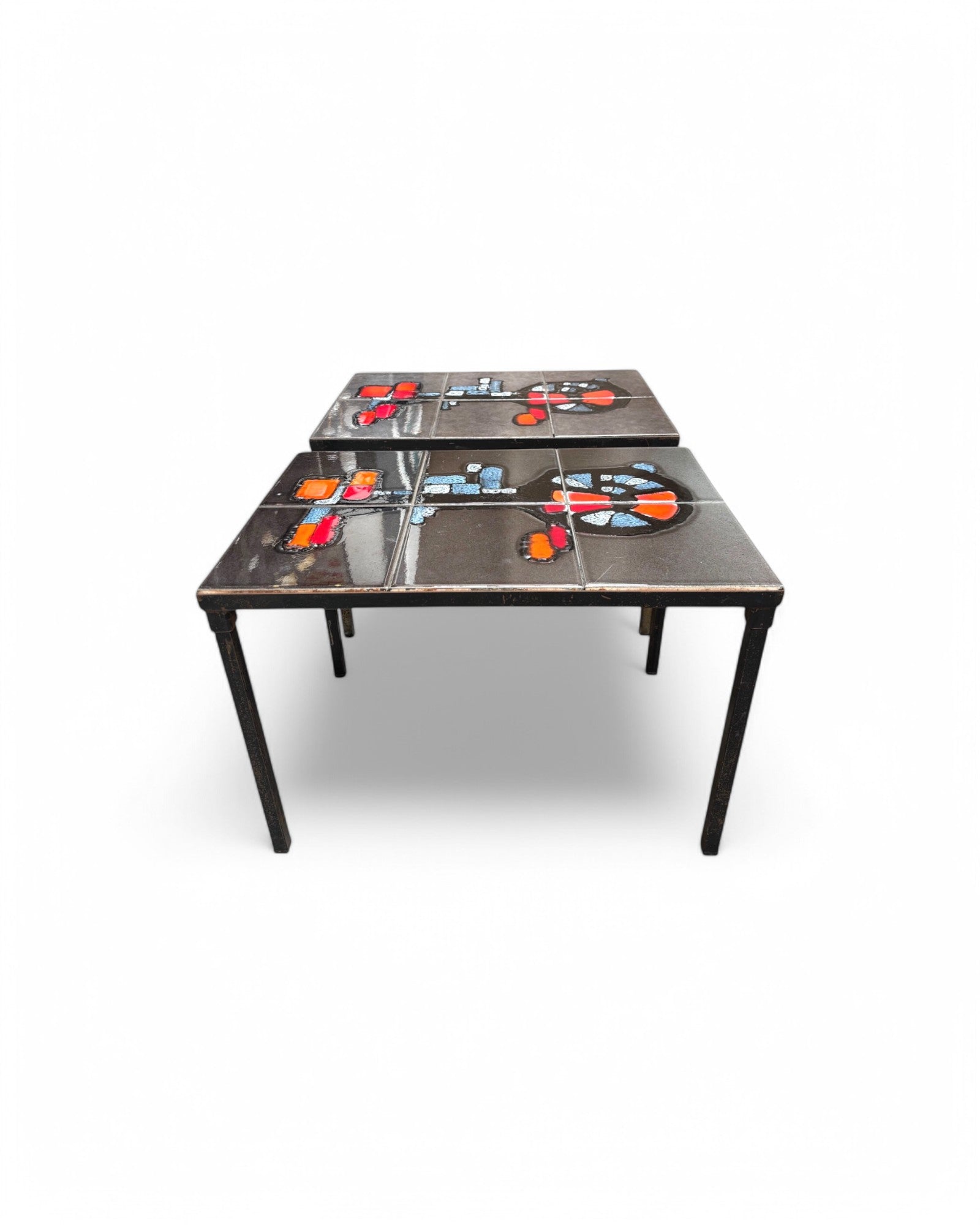 Canva Abstract Swiss Ceramic Tiled Coffee Table - Set of 2