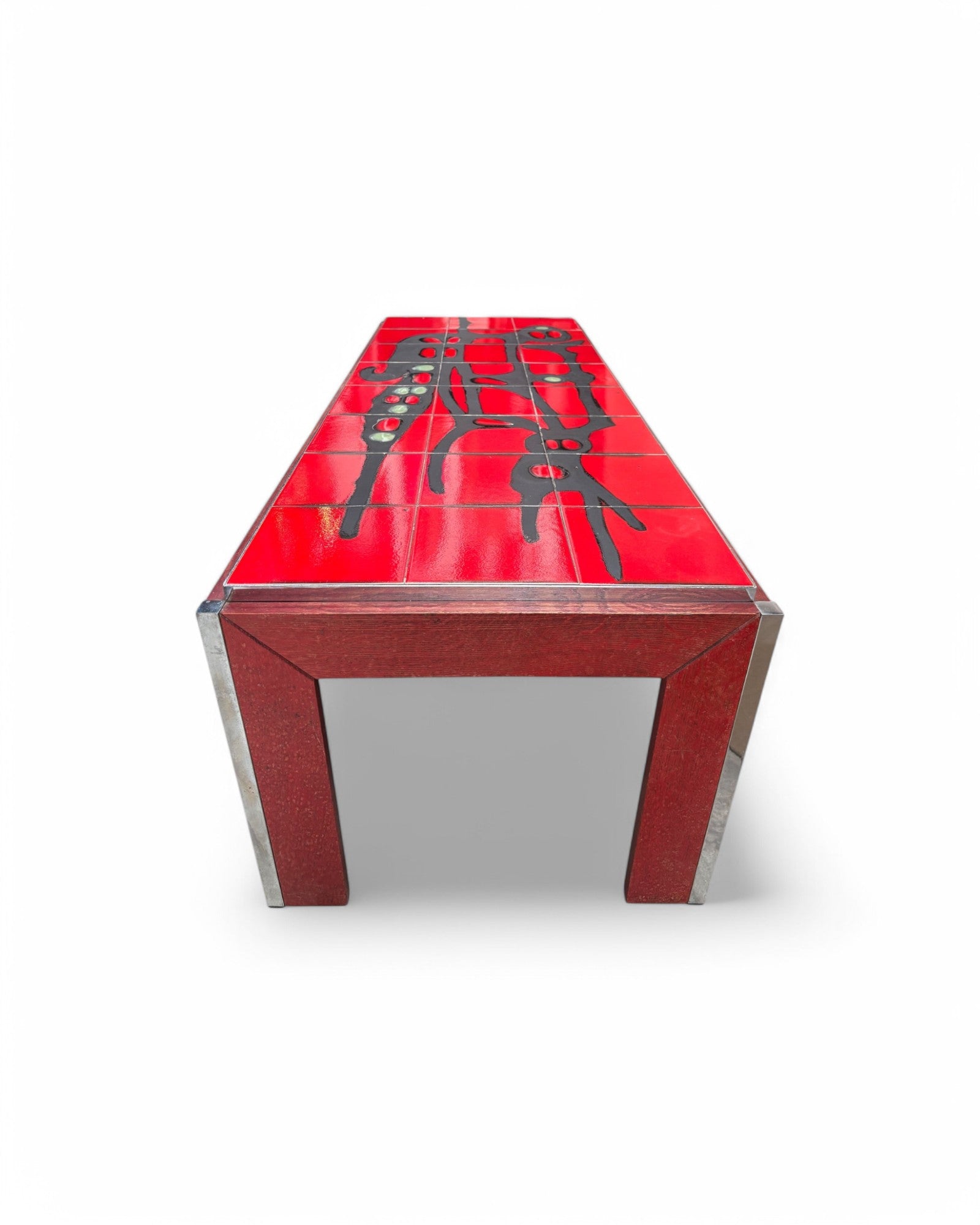 King of Limbs, Red Abstract Swiss Ceramic Coffee Table