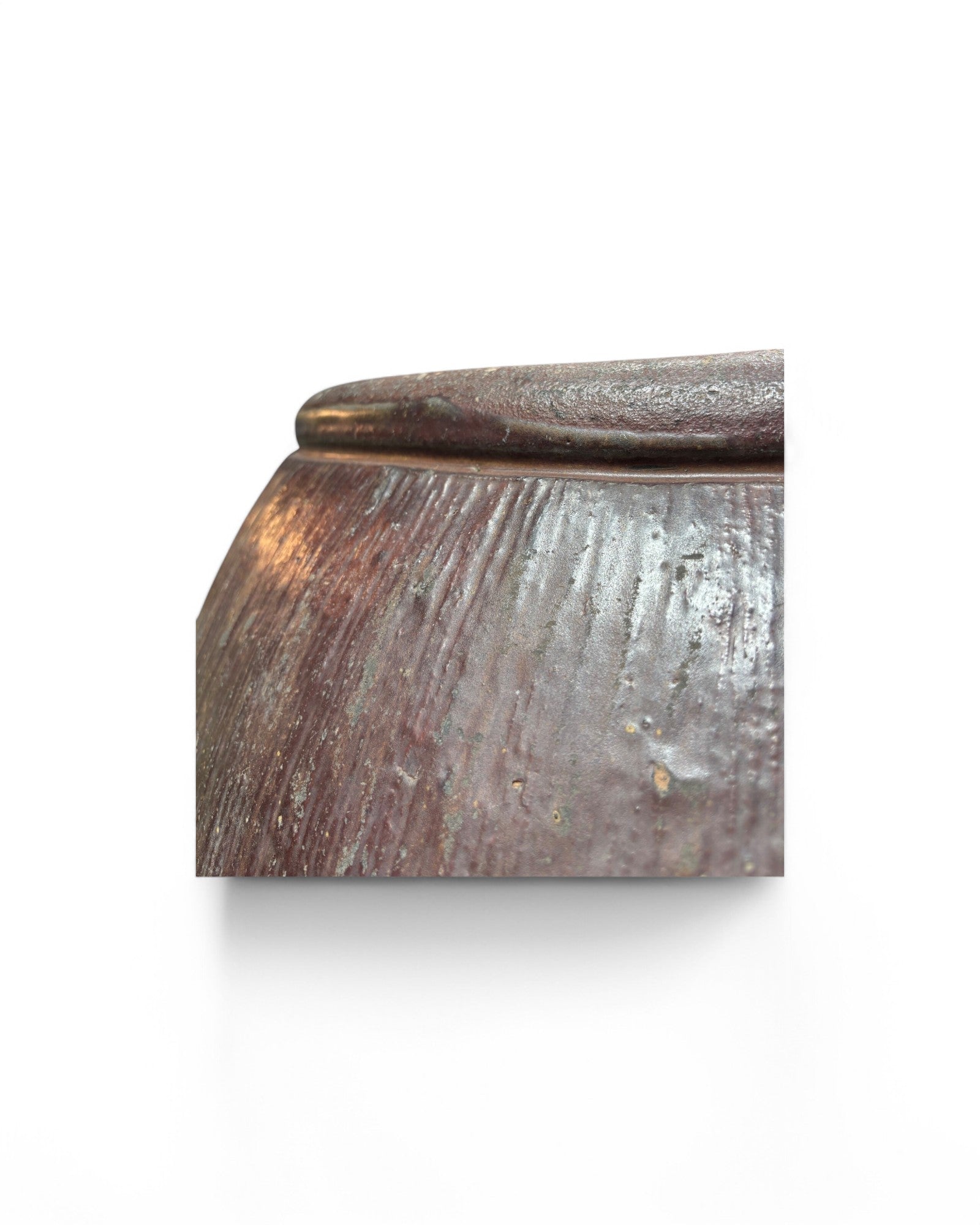 Giant Brutalist Distressed Clay Water Pot with Tray