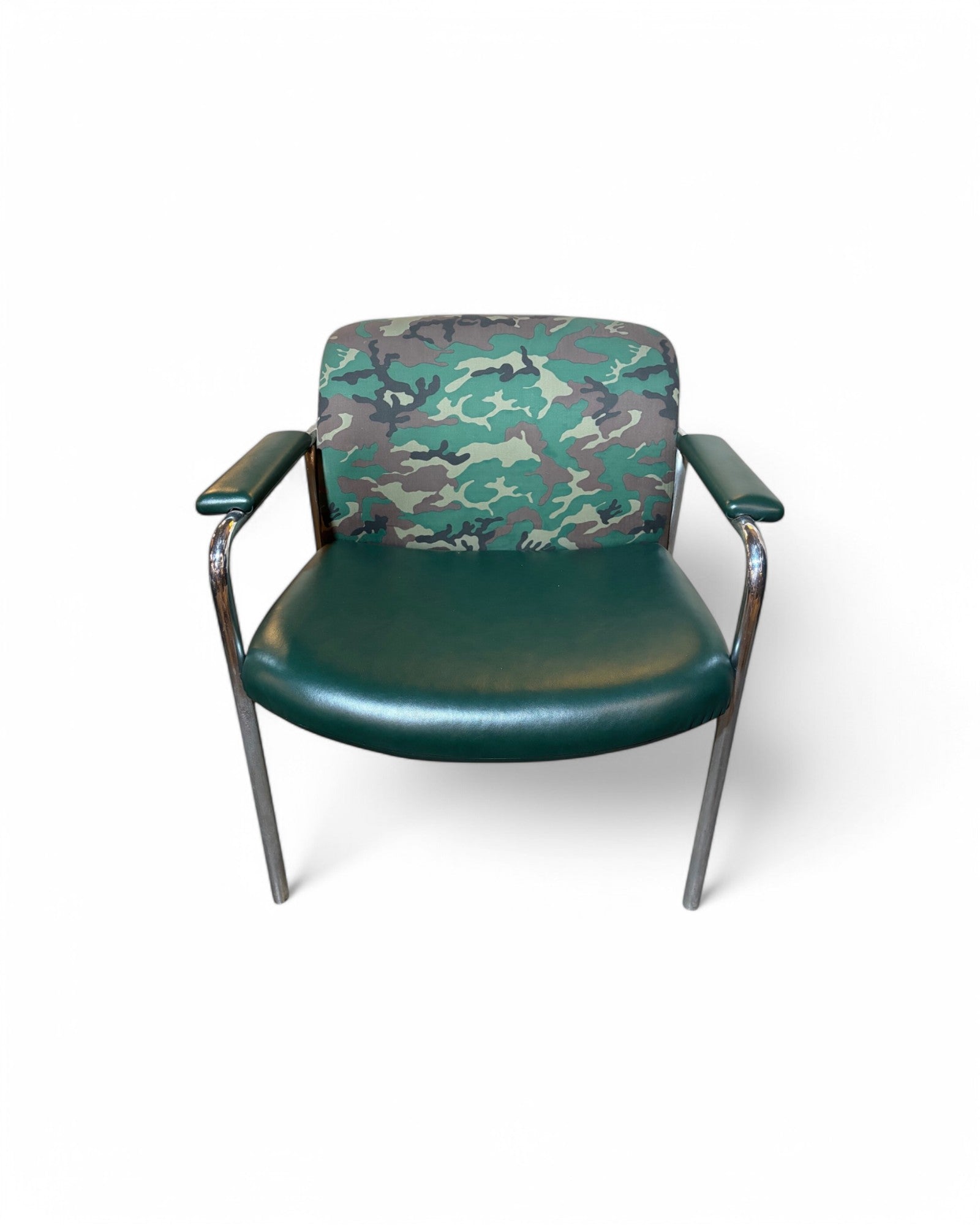 Pair of Camo Green Retro Stainless Steel Casual Armchairs - Set of 2