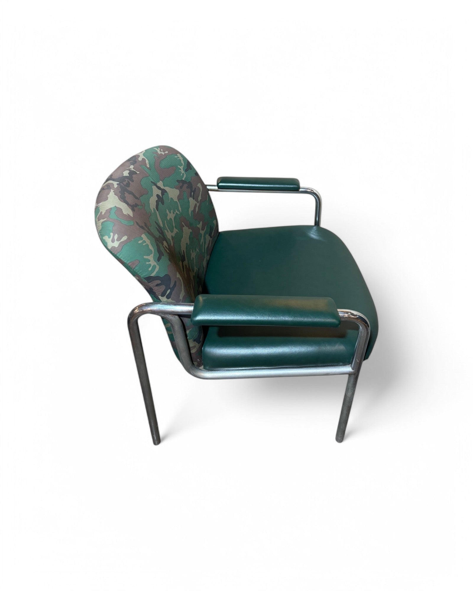 Pair of Camo Green Retro Stainless Steel Casual Armchairs - Set of 2