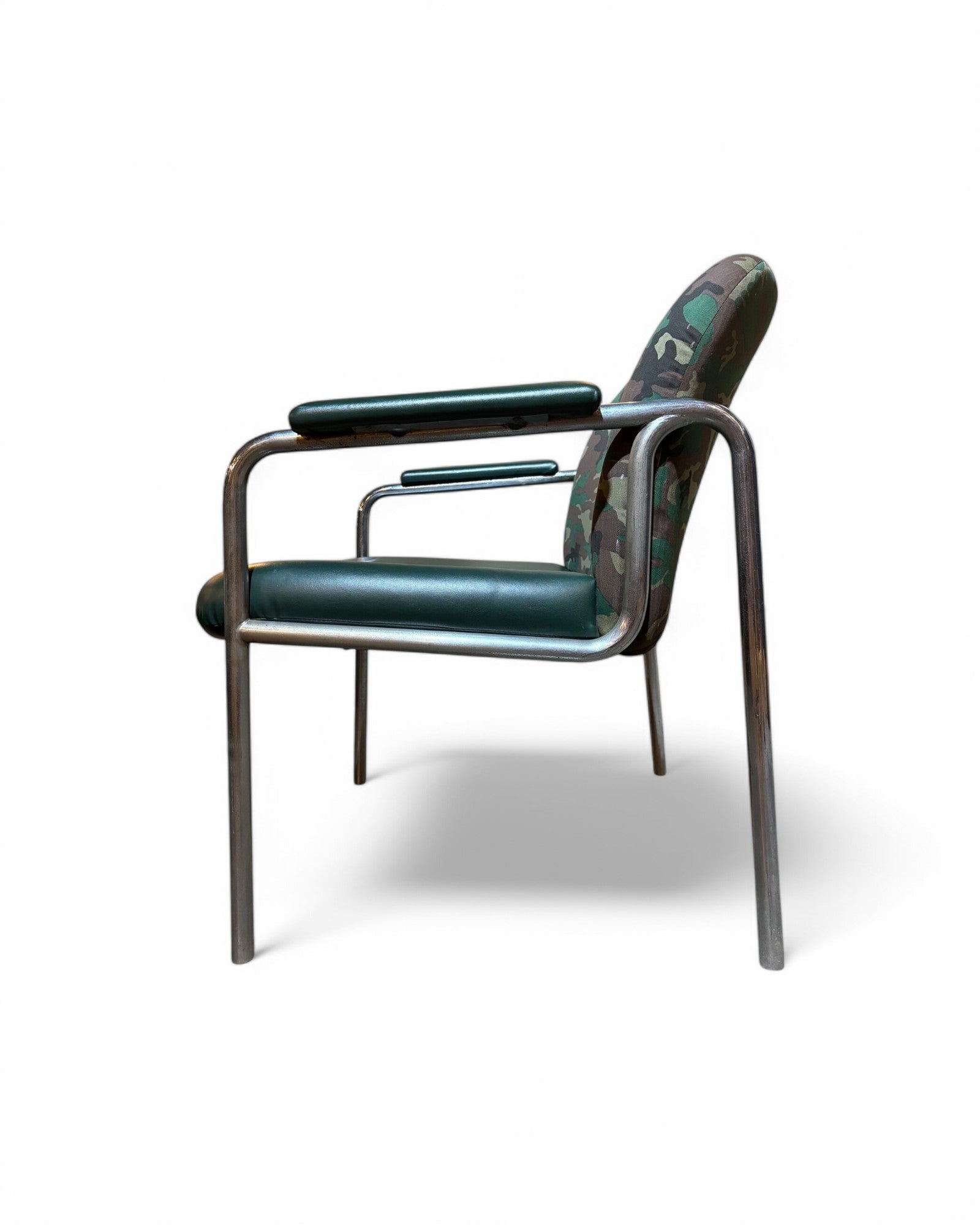 Pair of Camo Green Retro Stainless Steel Casual Armchairs - Set of 2