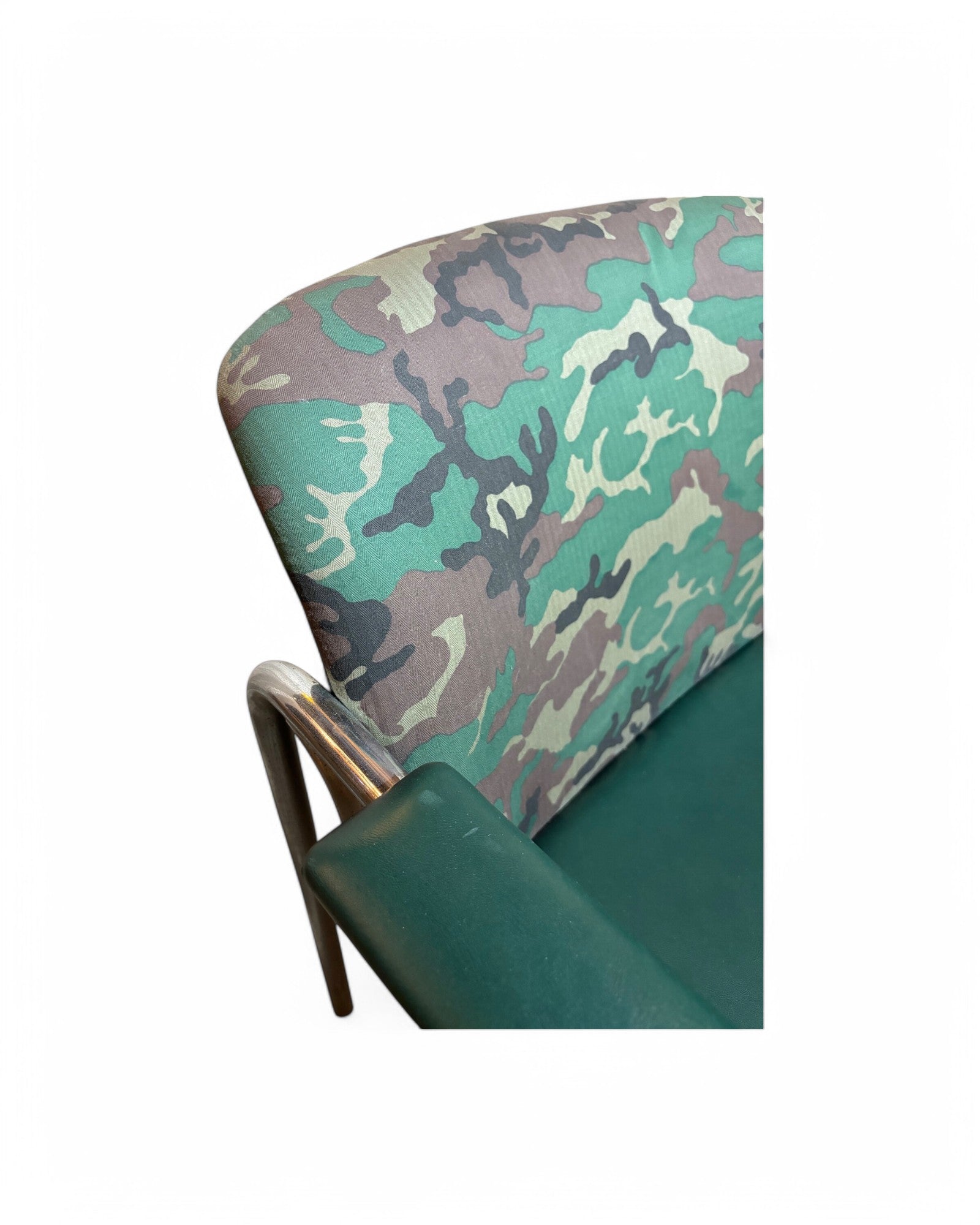 Pair of Camo Green Retro Stainless Steel Casual Armchairs - Set of 2