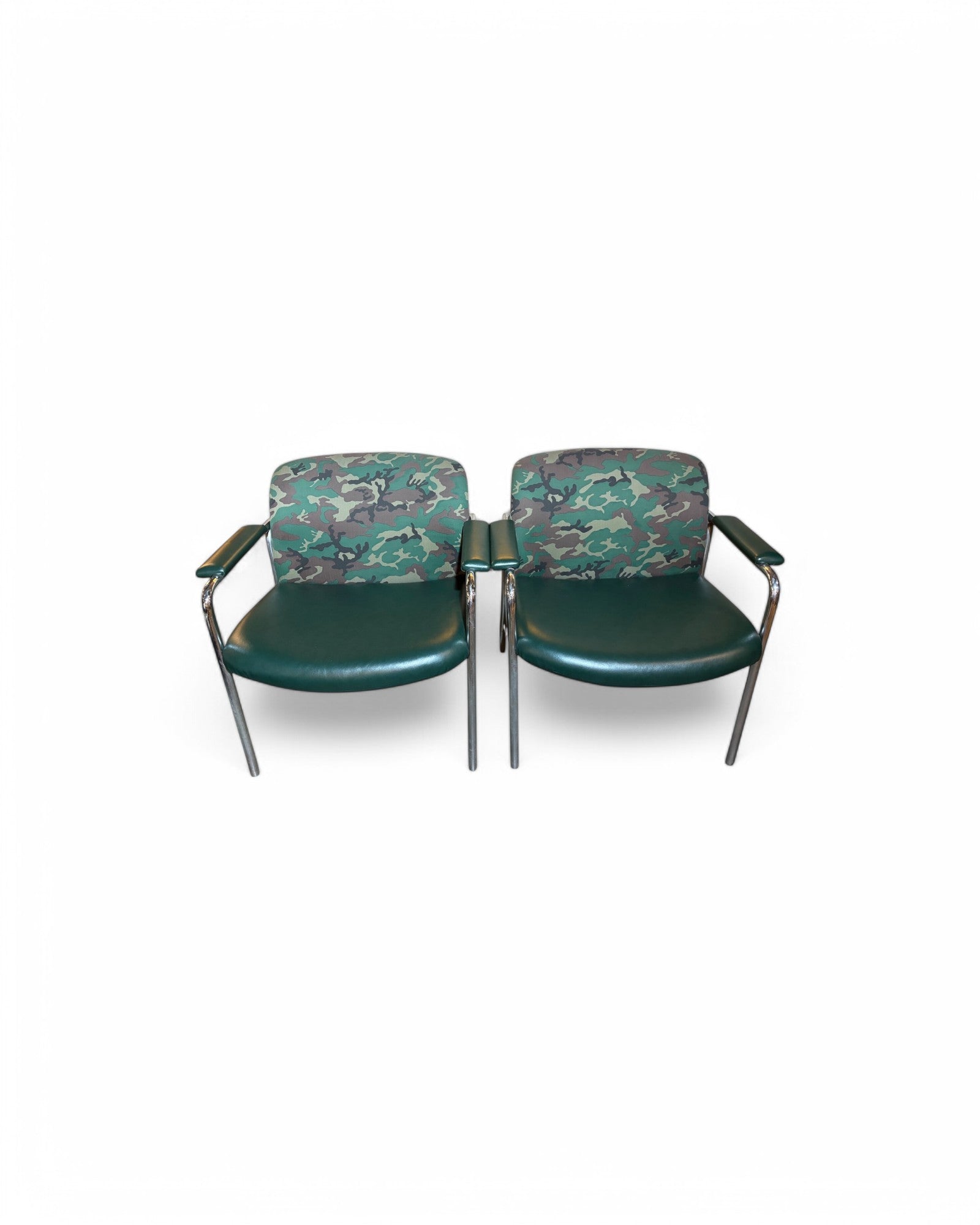 Pair of Camo Green Retro Stainless Steel Casual Armchairs - Set of 2