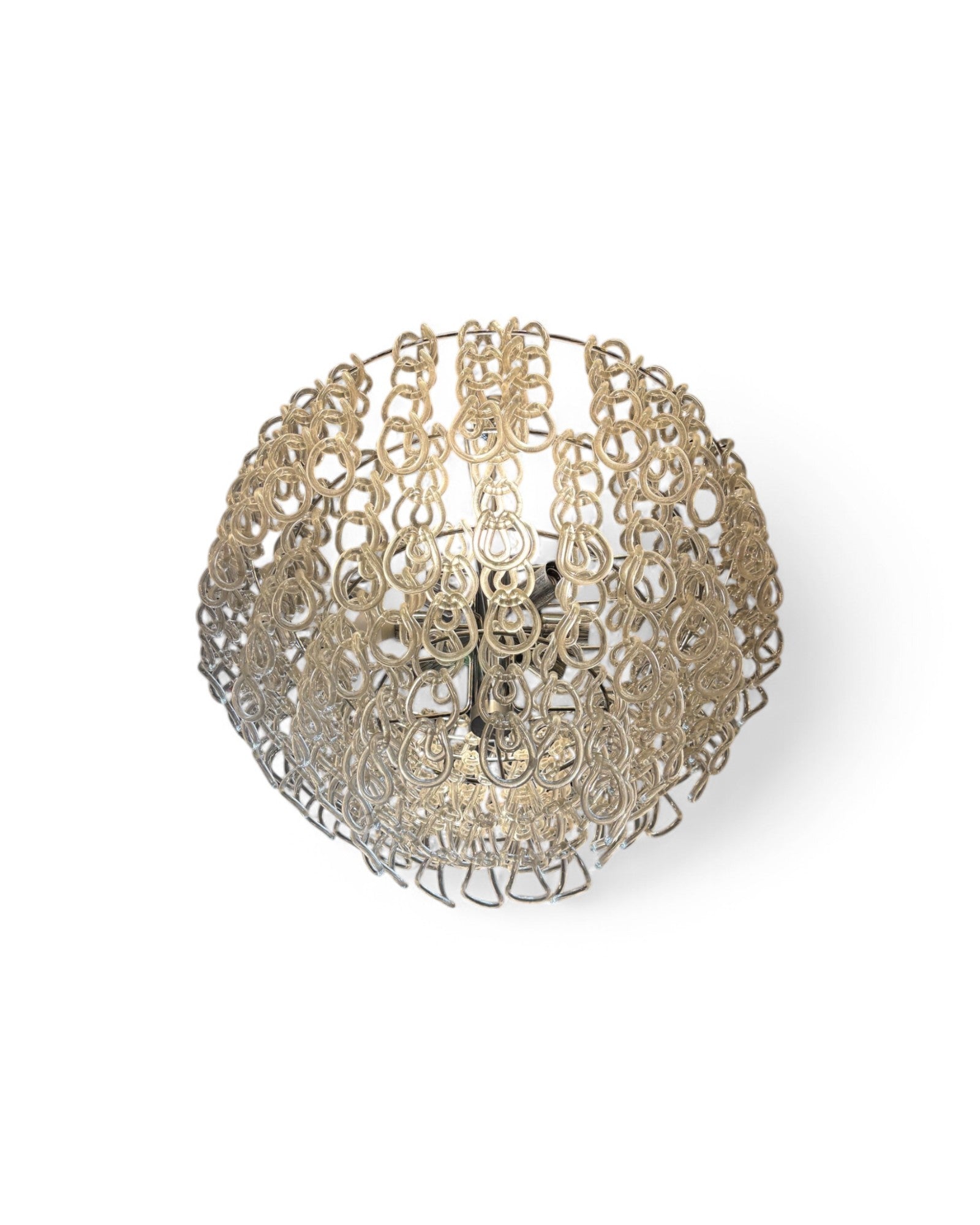 Chain Link Glass Chandelier XL with Stainless Steel Frame