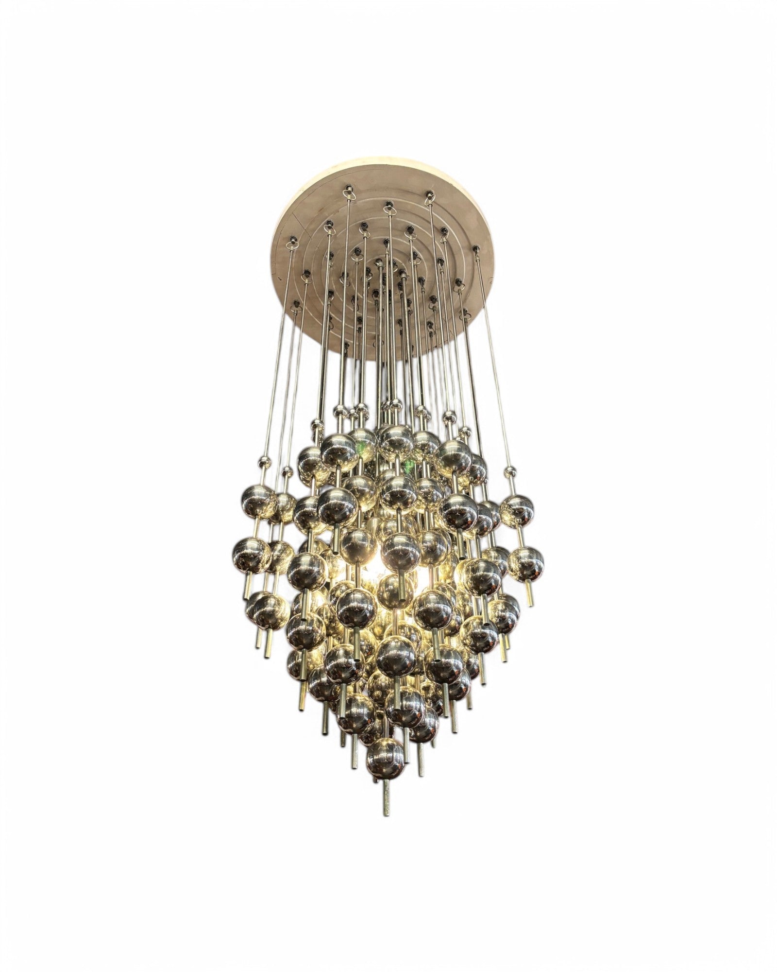 Art Deco Molecule Stainless Chandelier - 4 Bulbs