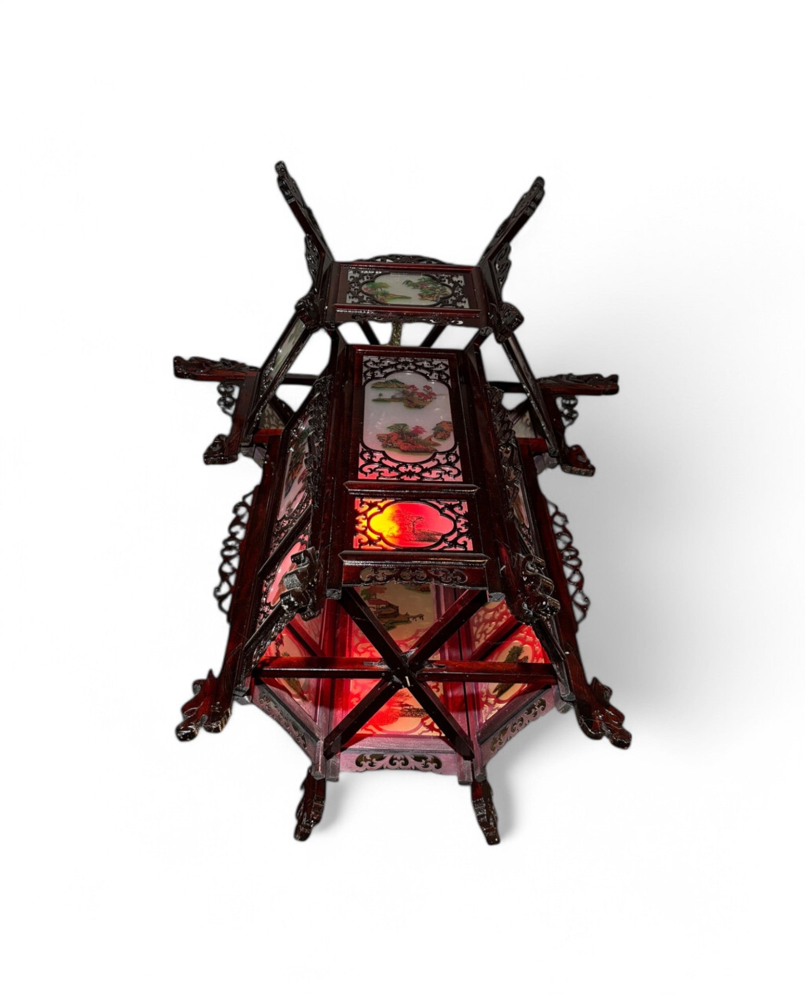 Ancient Chinese Dark Wooden Palace Lantern