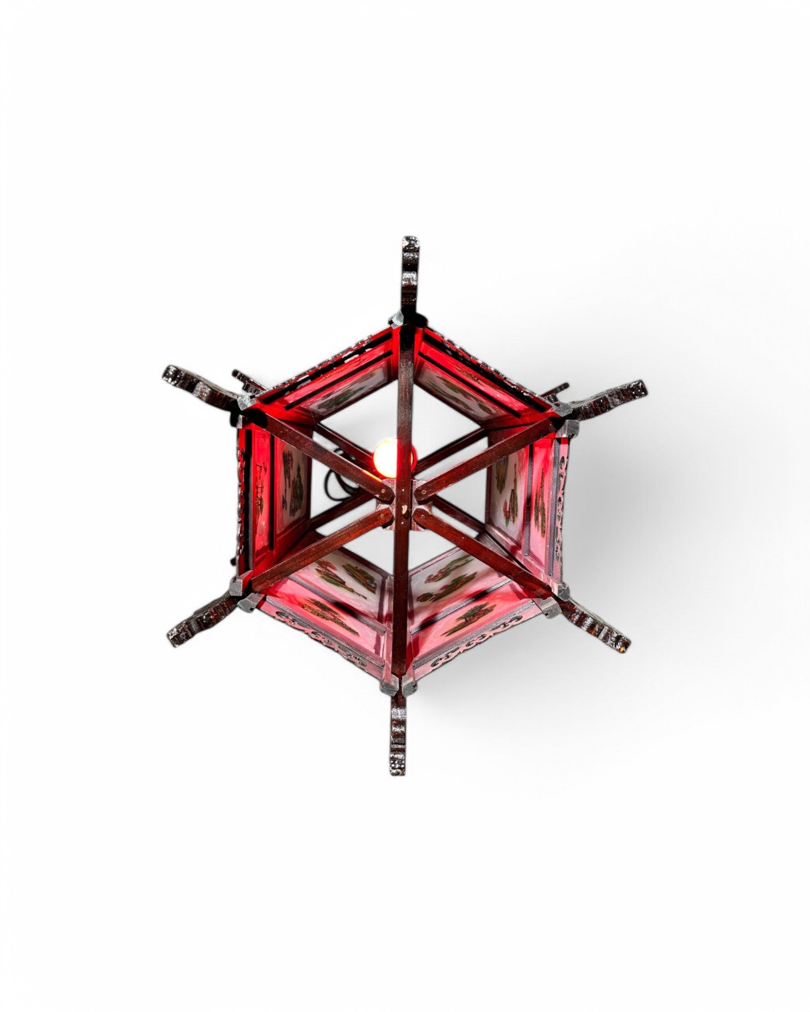 Ancient Chinese Dark Wooden Palace Lantern