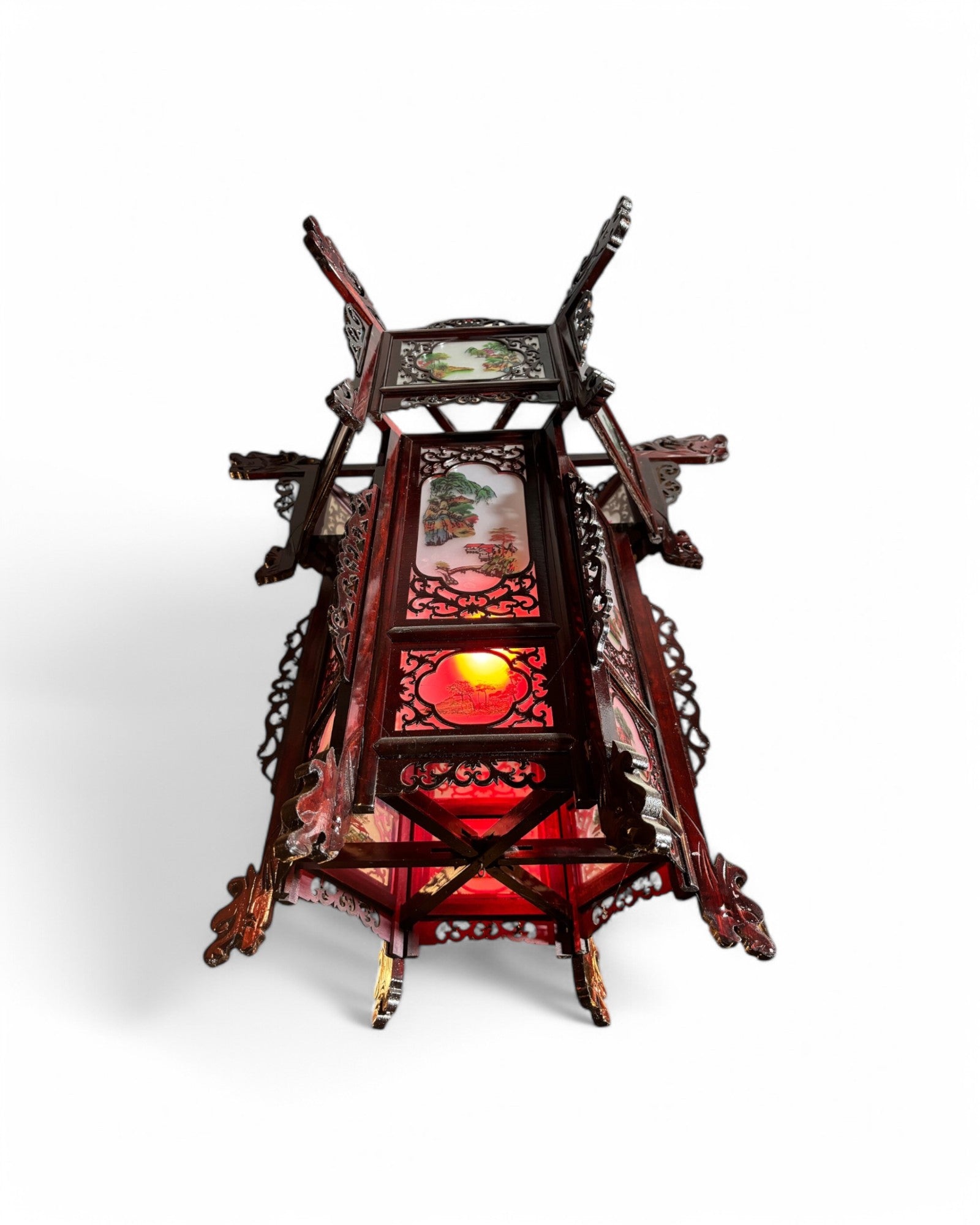 Ancient Chinese Dark Wooden Palace Lantern