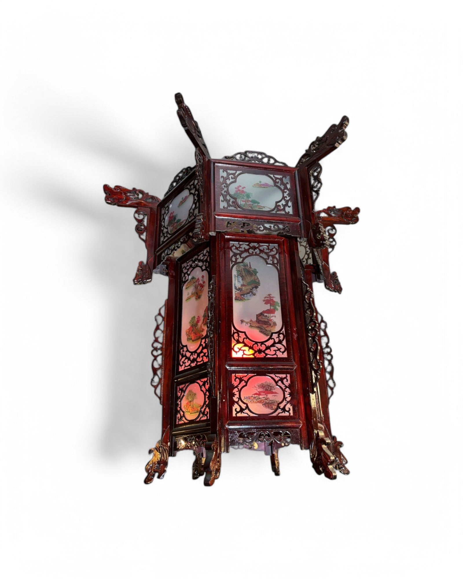 Ancient Chinese Dark Wooden Palace Lantern