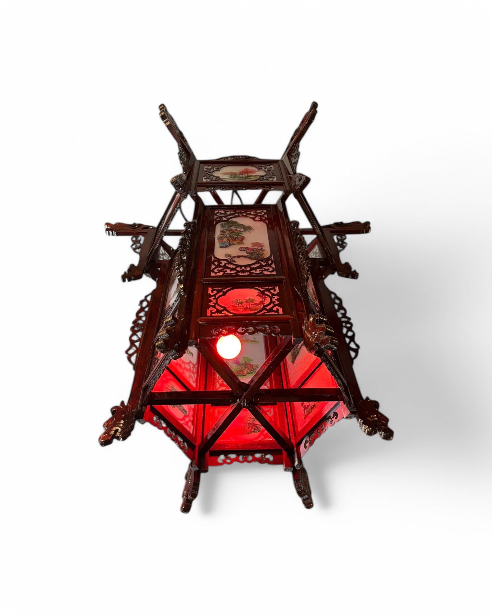 Ancient Chinese Dark Wooden Palace Lantern