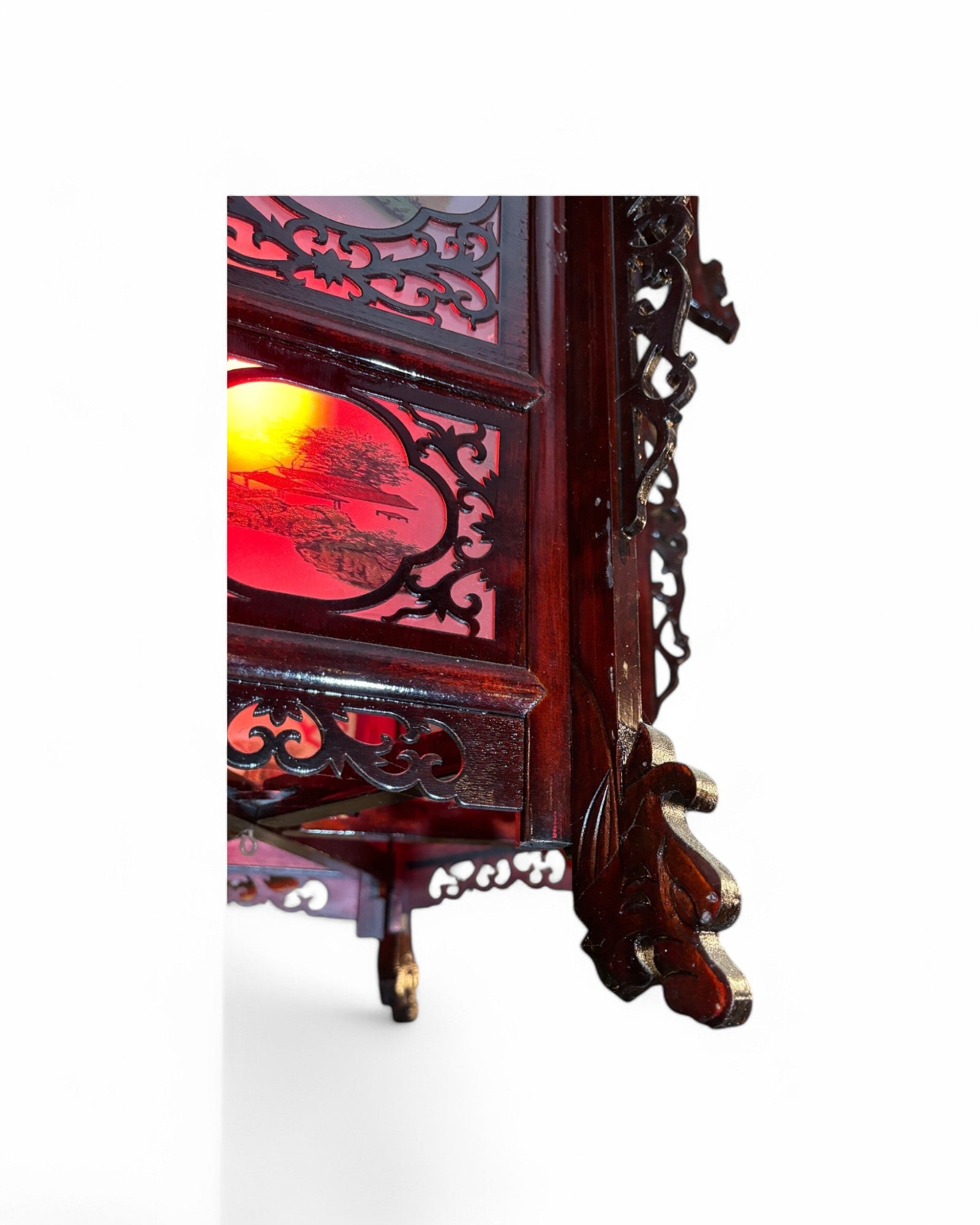 Ancient Chinese Dark Wooden Palace Lantern