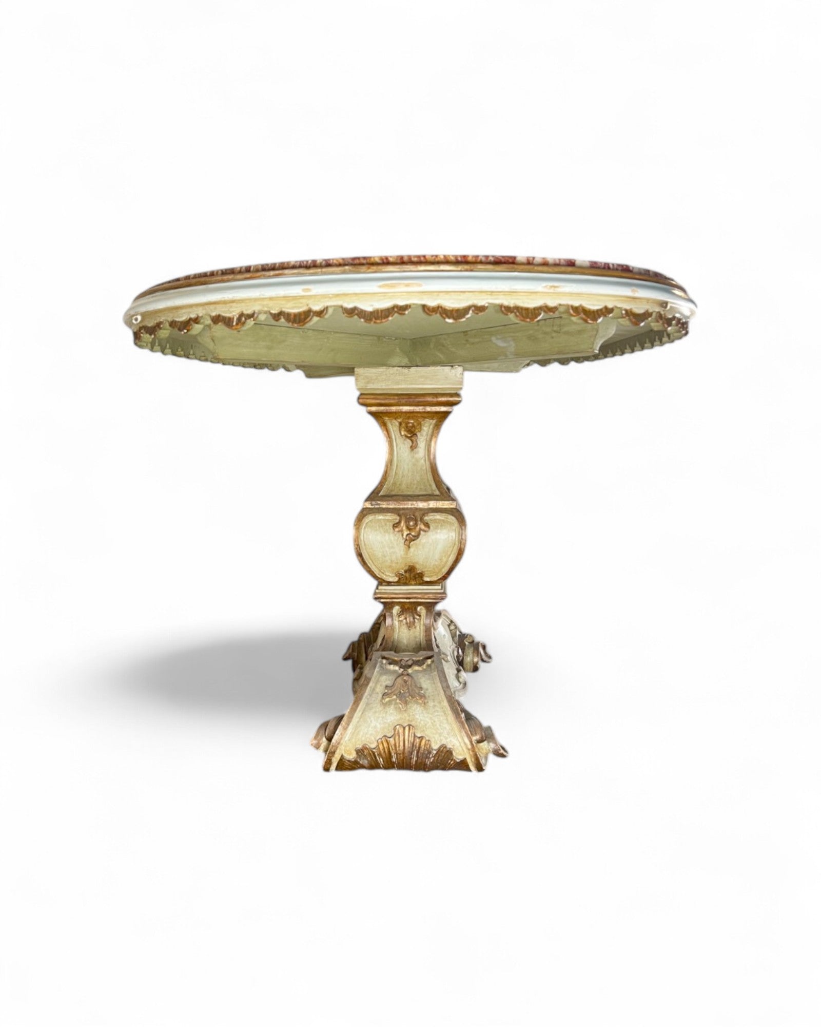 Italian Rossa Verona Red Onyx Marble Top Center Table