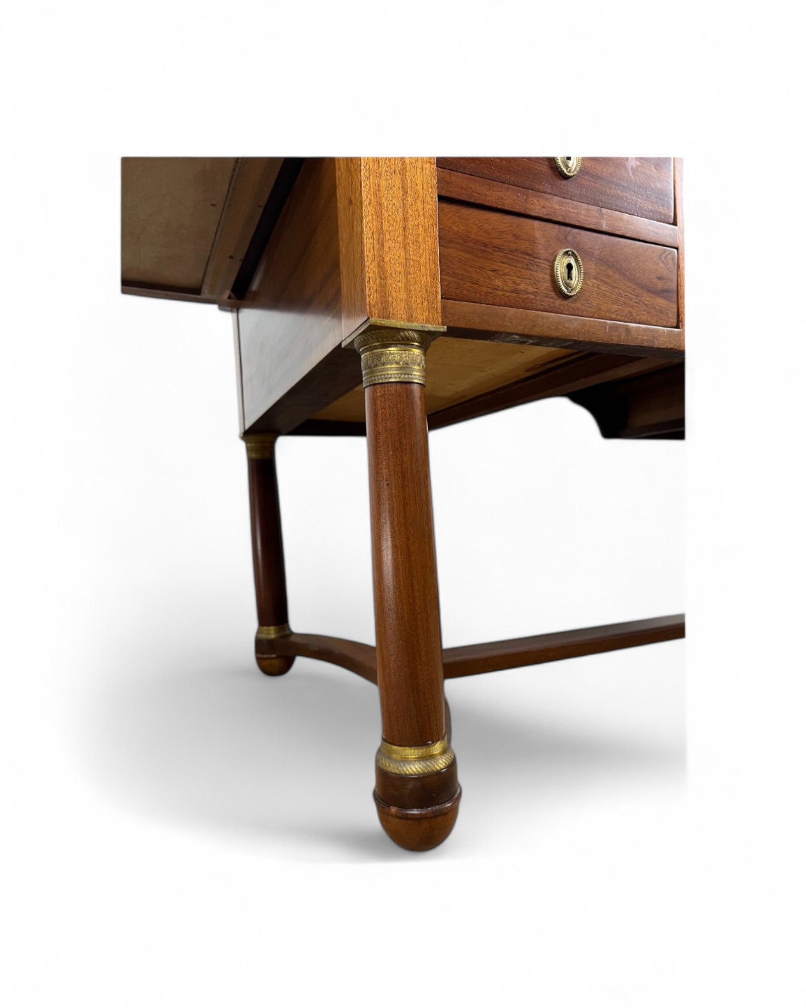 Mahogany Empire Executive Desk with Embossed Leather Top