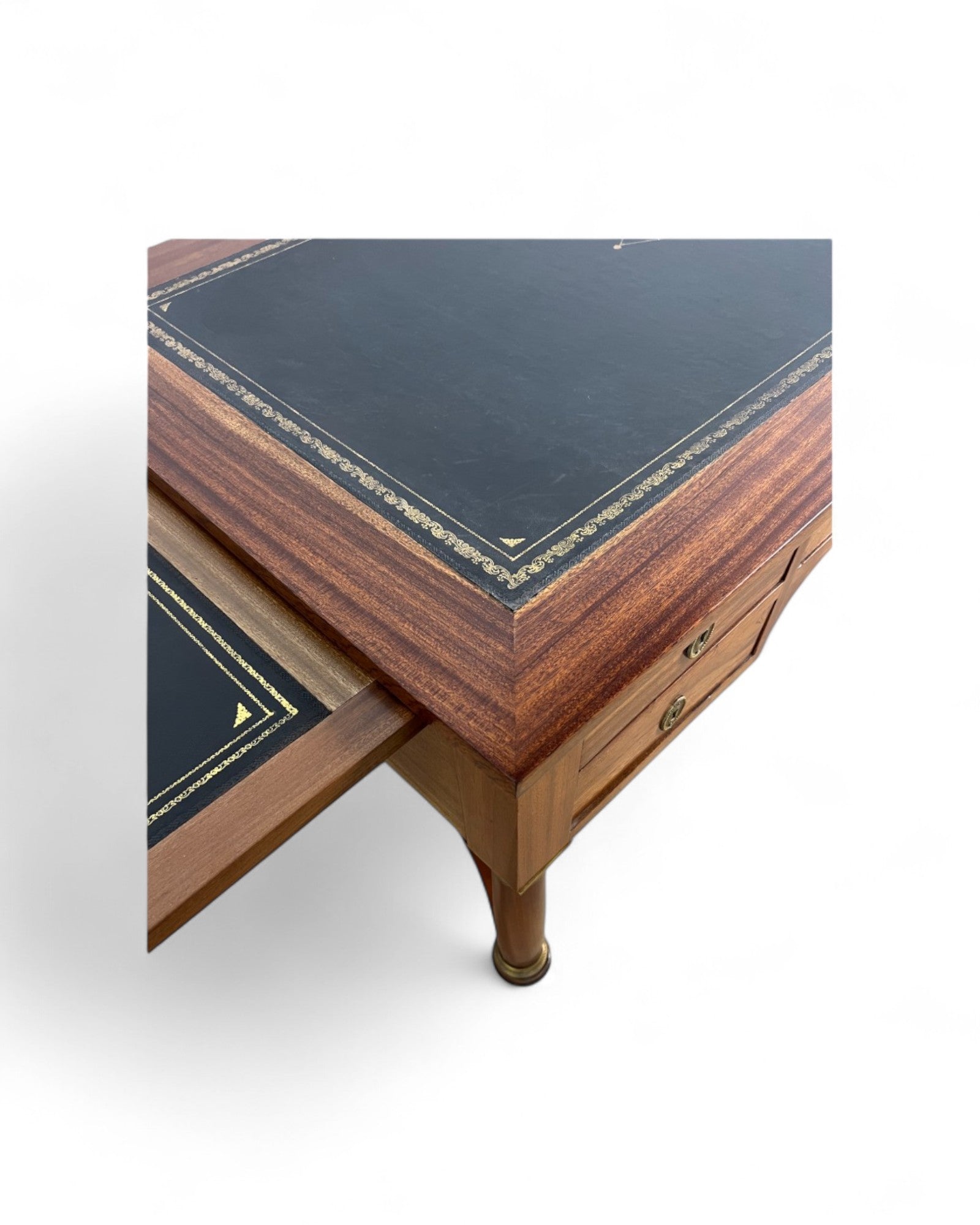 Mahogany Empire Executive Desk with Embossed Leather Top