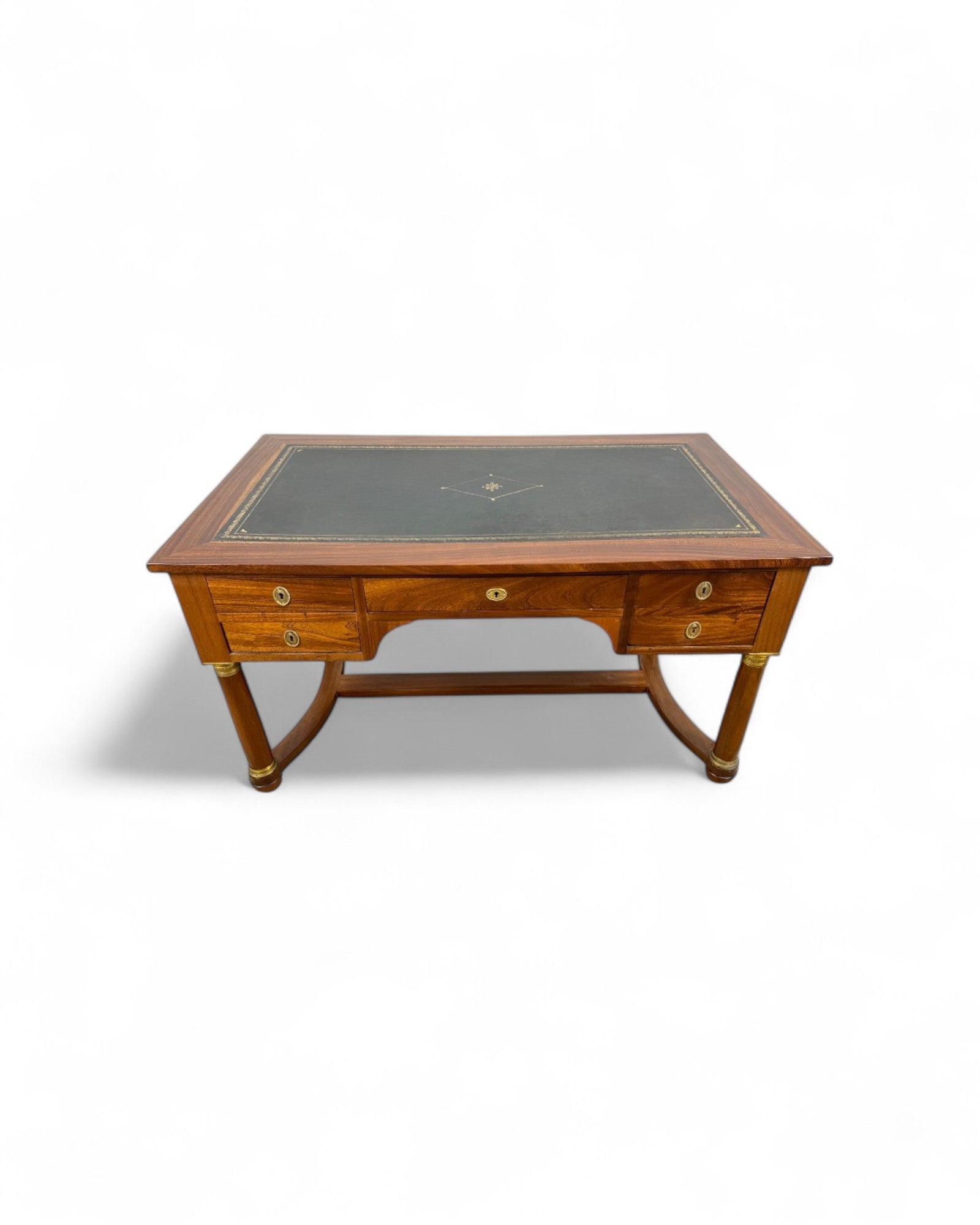 Mahogany Empire Executive Desk with Embossed Leather Top