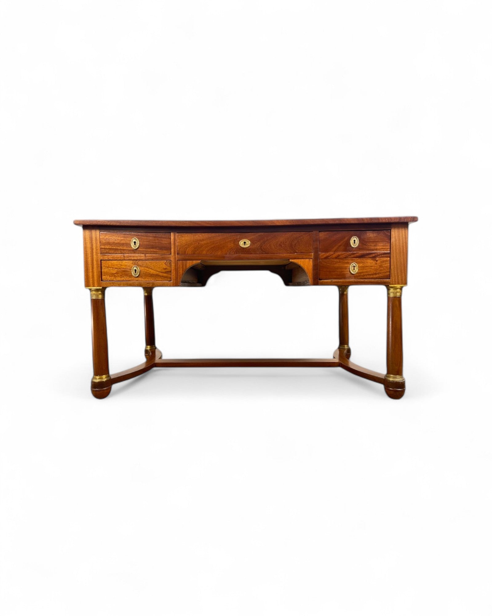 Mahogany Empire Executive Desk with Embossed Leather Top