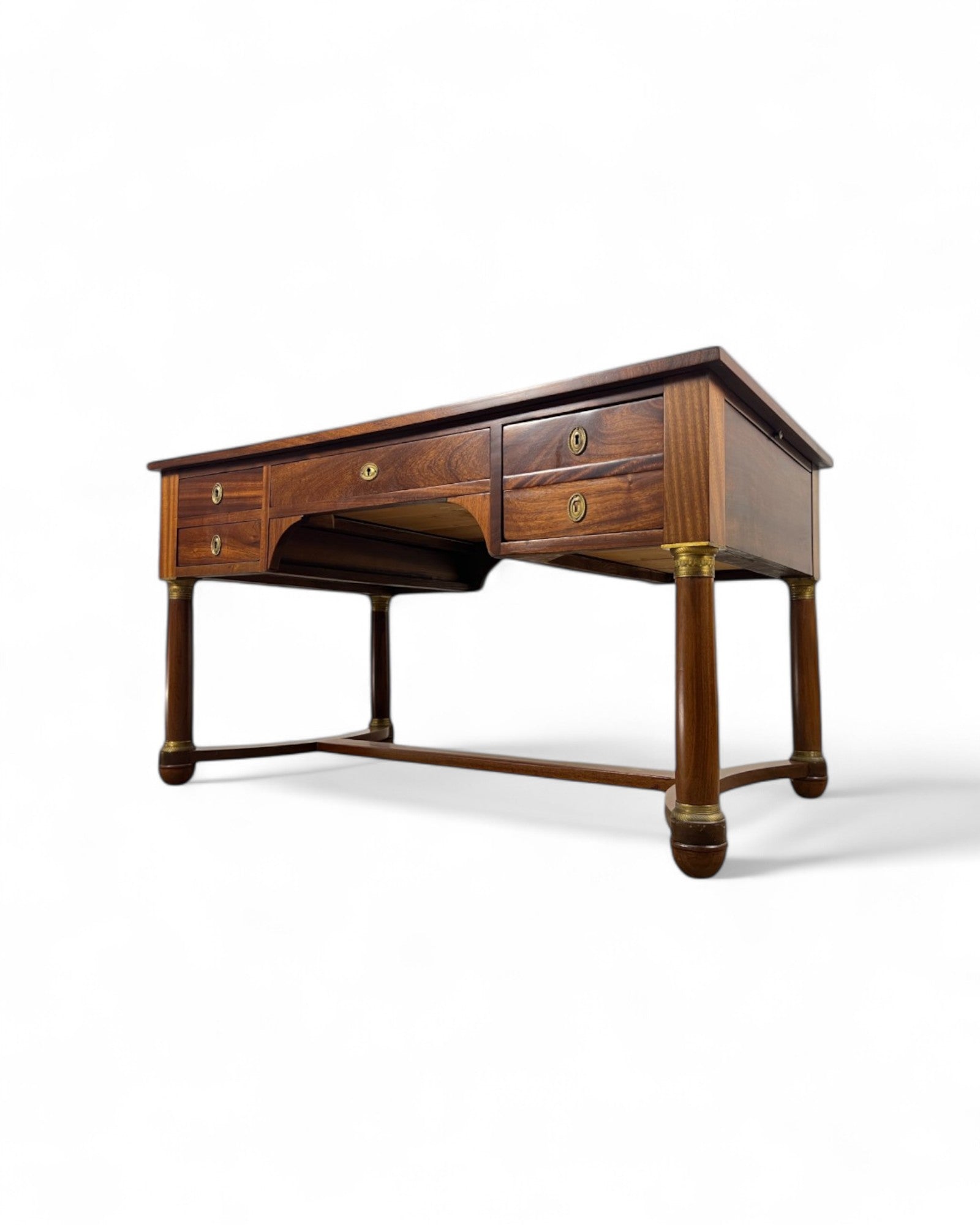 Mahogany Empire Executive Desk with Embossed Leather Top