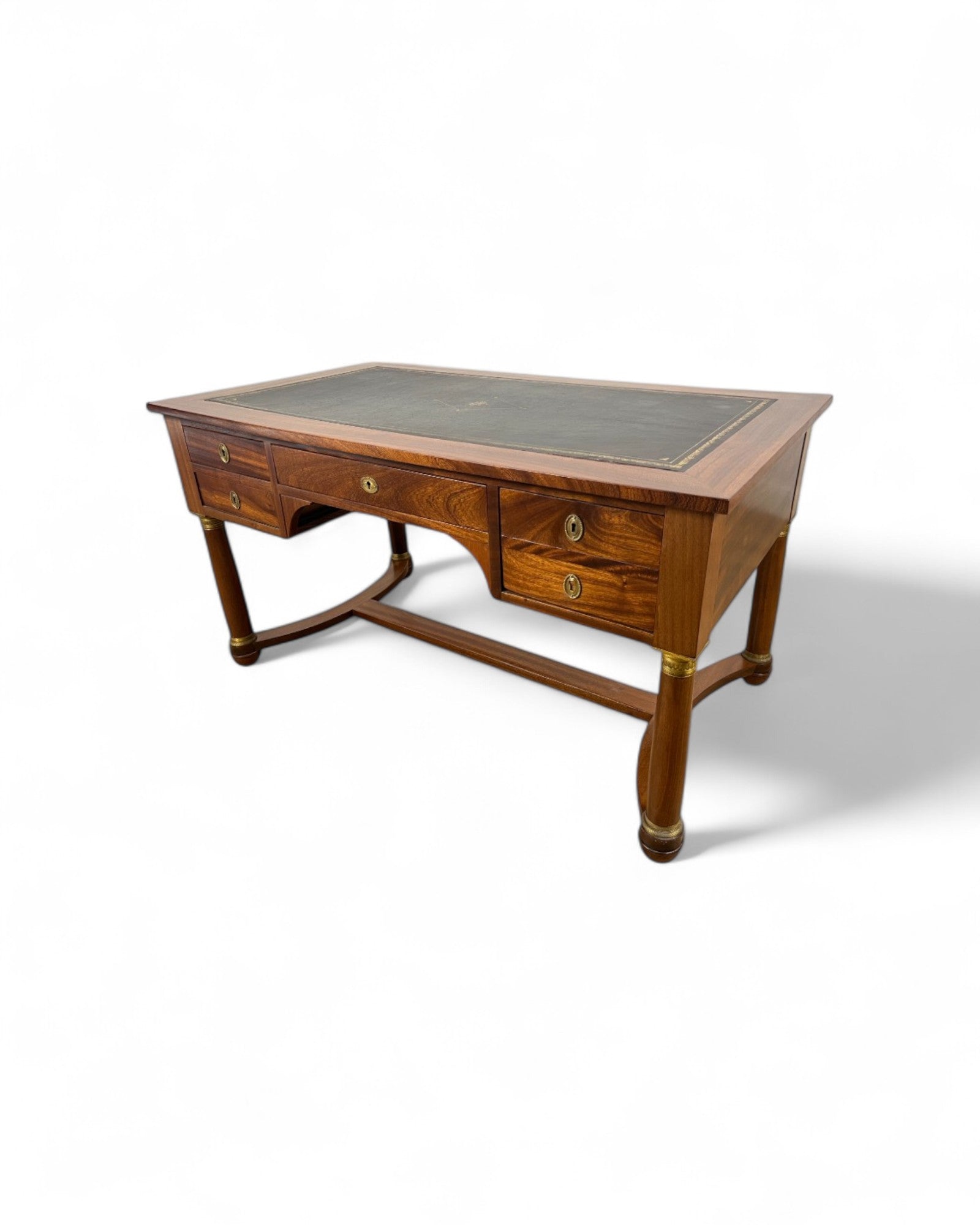 Mahogany Empire Executive Desk with Embossed Leather Top