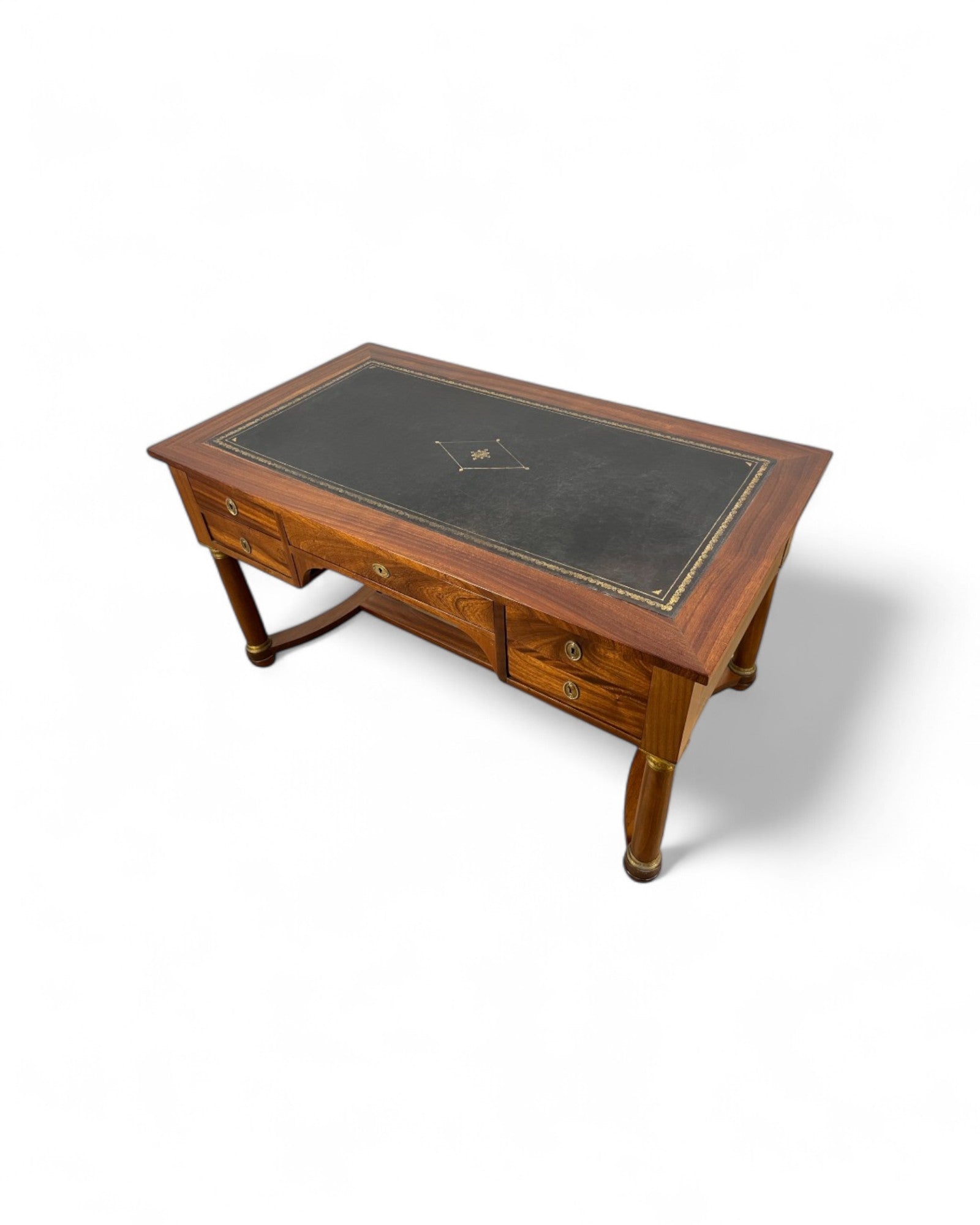 Mahogany Empire Executive Desk with Embossed Leather Top
