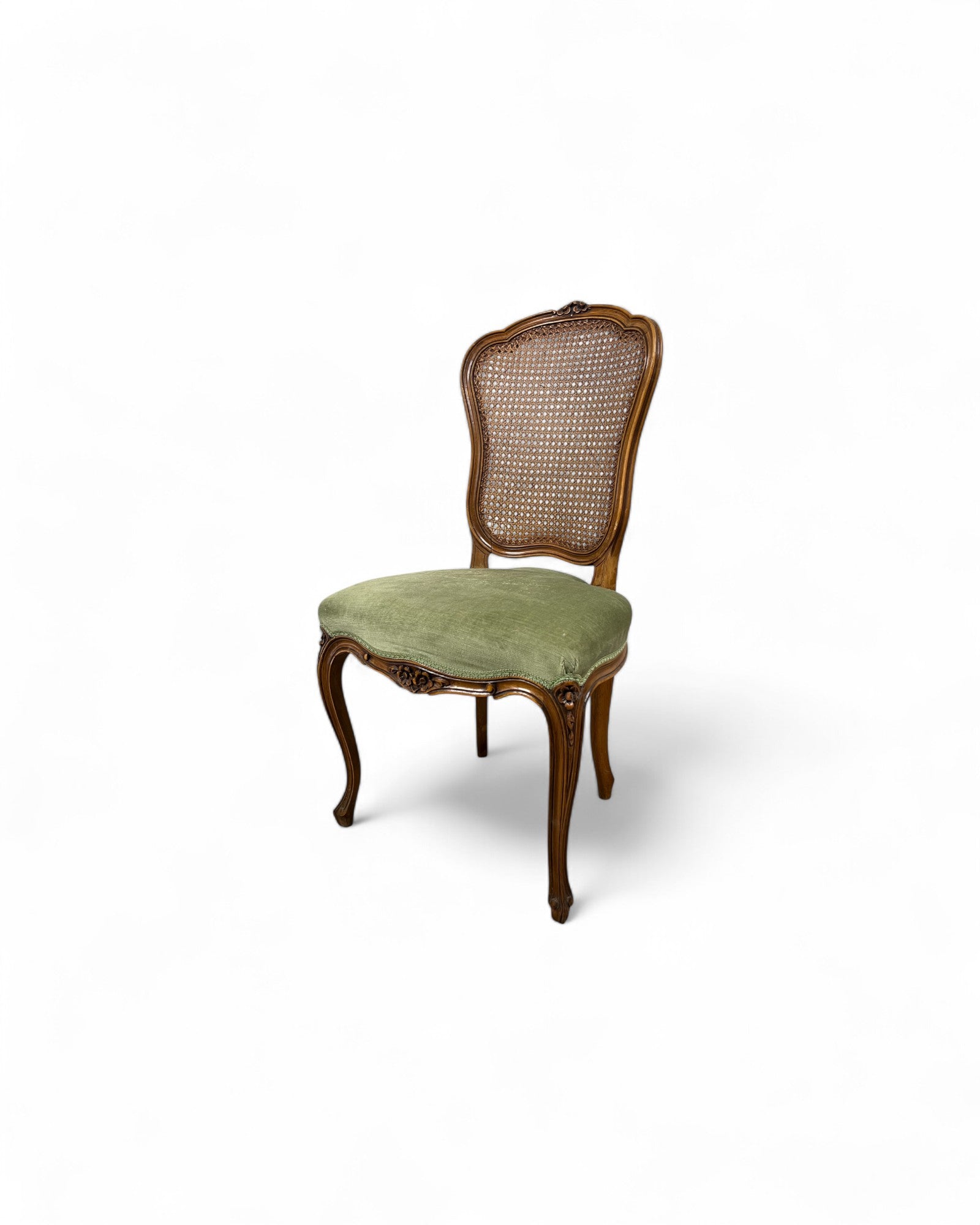 Olive Velvet Vienna Straw Backed Side Chairs - Set of 2