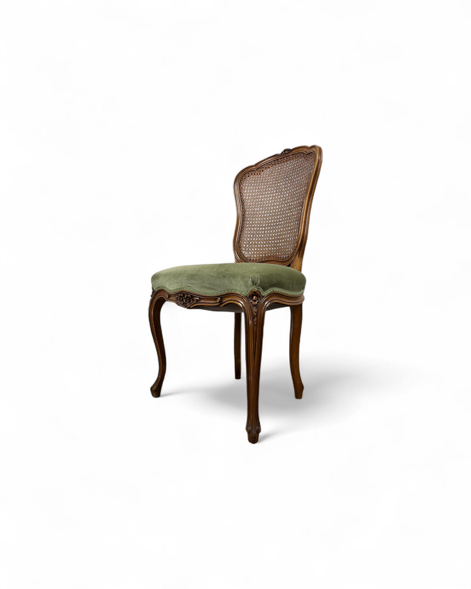 Olive Velvet Vienna Straw Backed Side Chairs - Set of 2