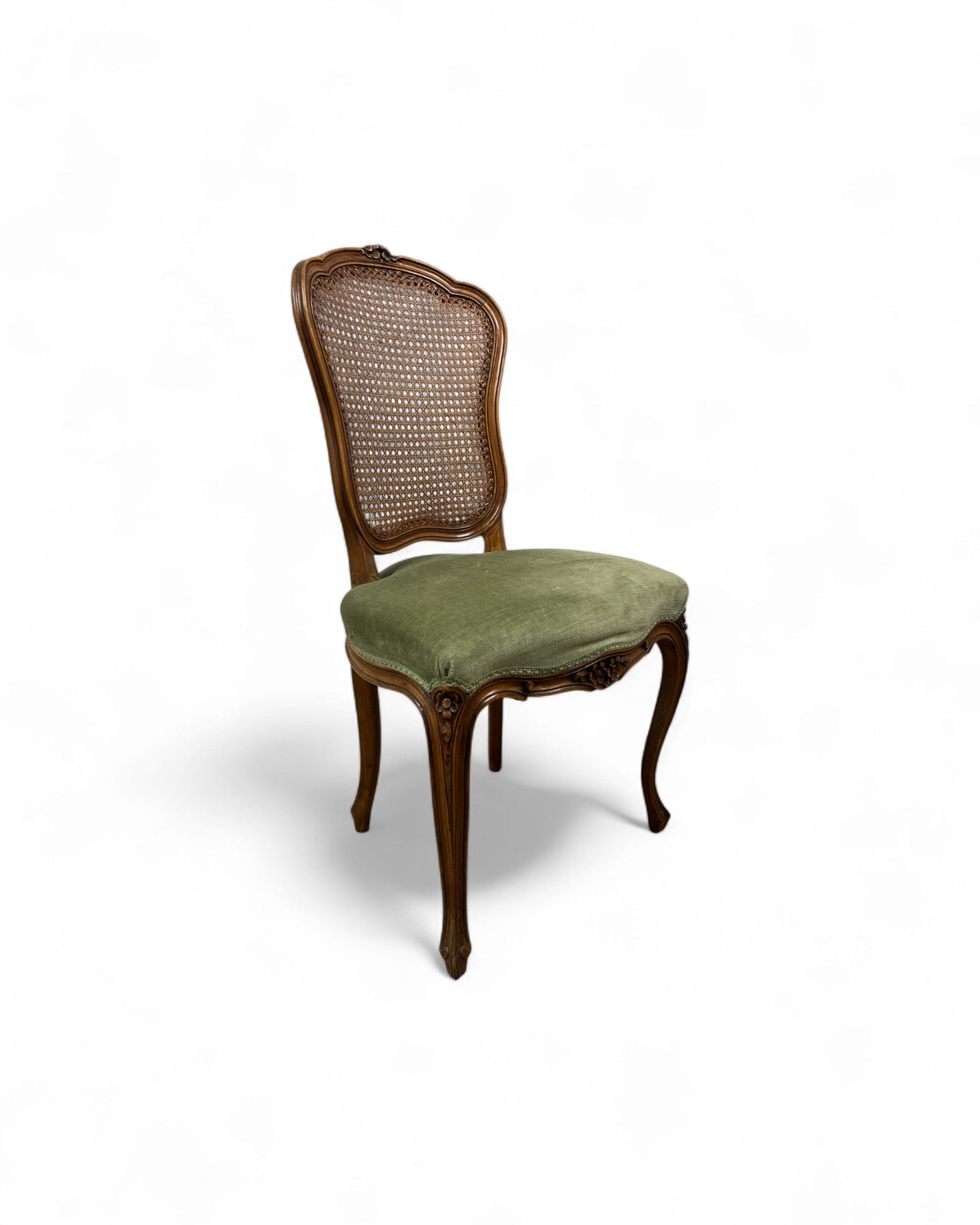 Olive Velvet Vienna Straw Backed Side Chairs - Set of 2