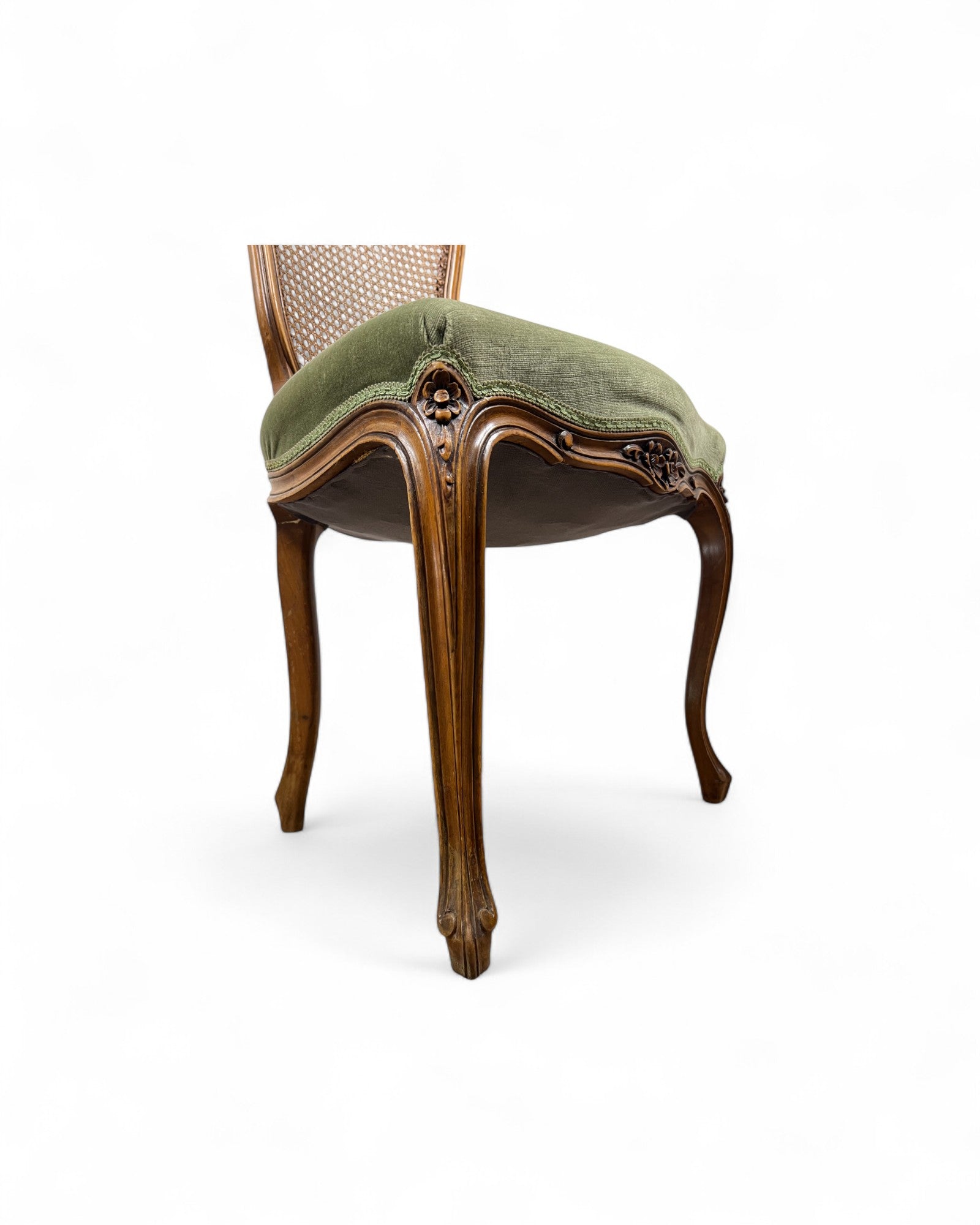 Olive Velvet Vienna Straw Backed Side Chairs - Set of 2