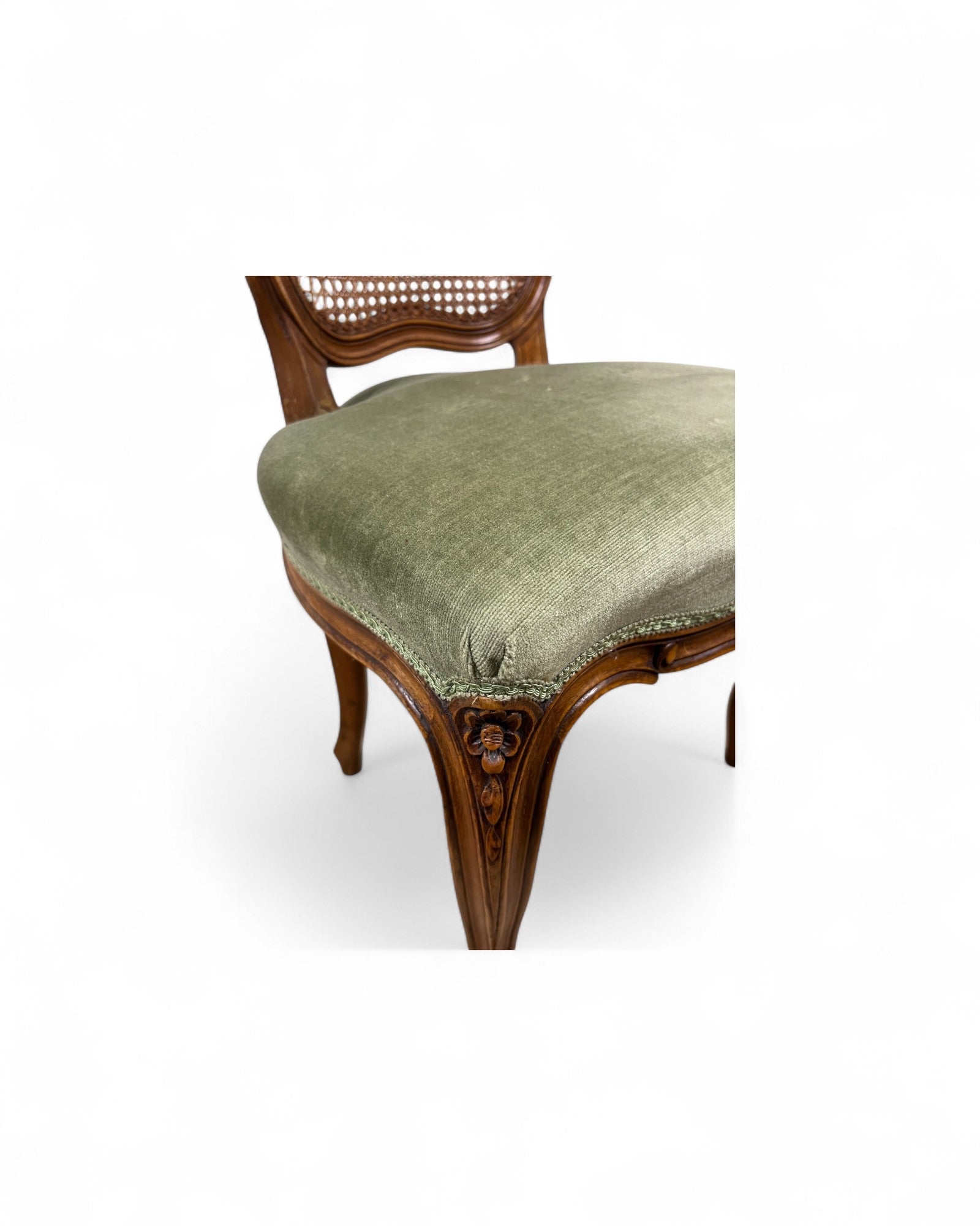 Olive Velvet Vienna Straw Backed Side Chairs - Set of 2