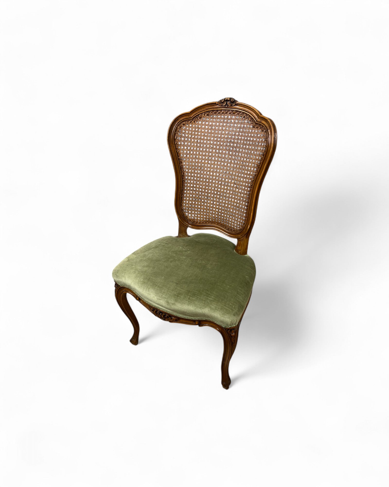 Olive Velvet Vienna Straw Backed Side Chairs - Set of 2