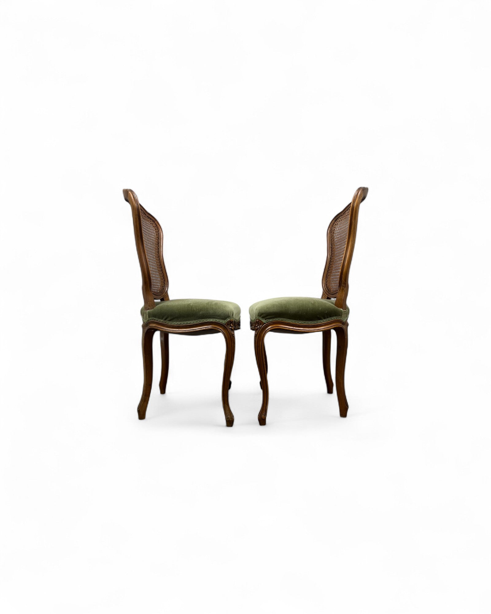 Olive Velvet Vienna Straw Backed Side Chairs - Set of 2
