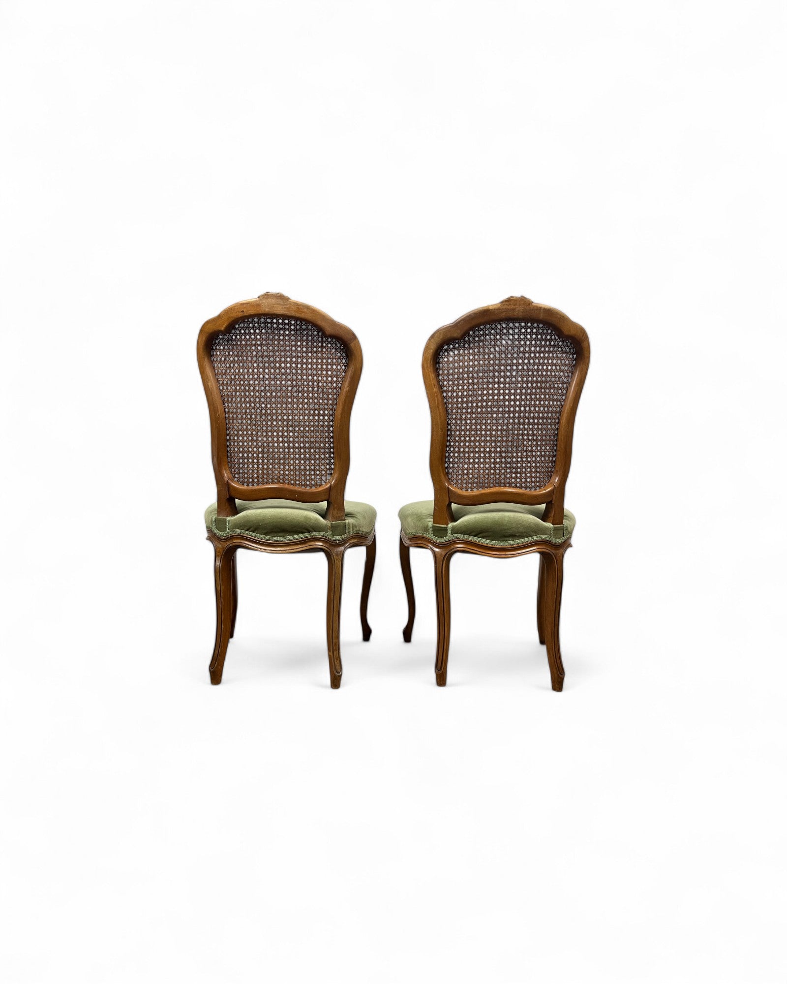 Olive Velvet Vienna Straw Backed Side Chairs - Set of 2