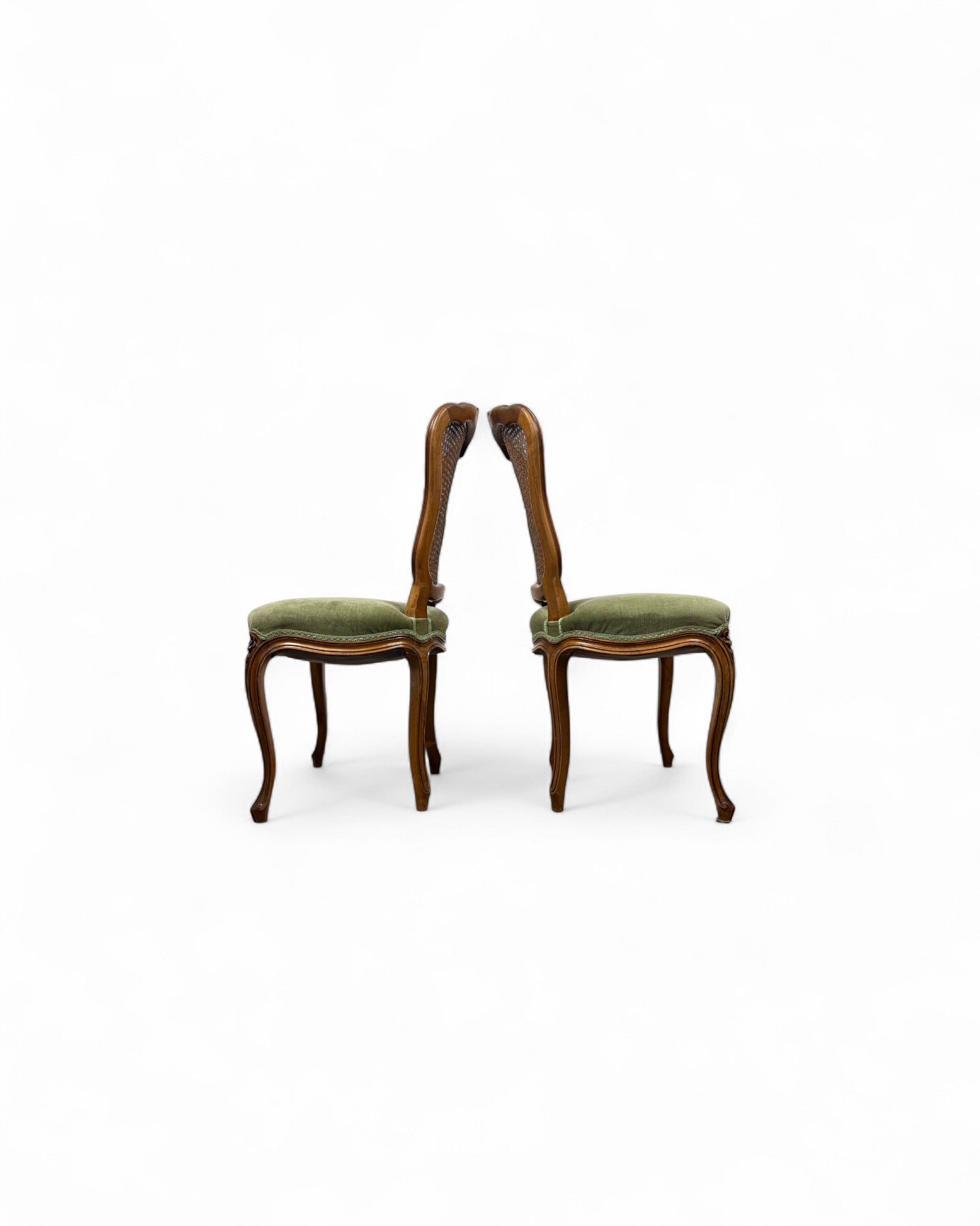 Olive Velvet Vienna Straw Backed Side Chairs - Set of 2