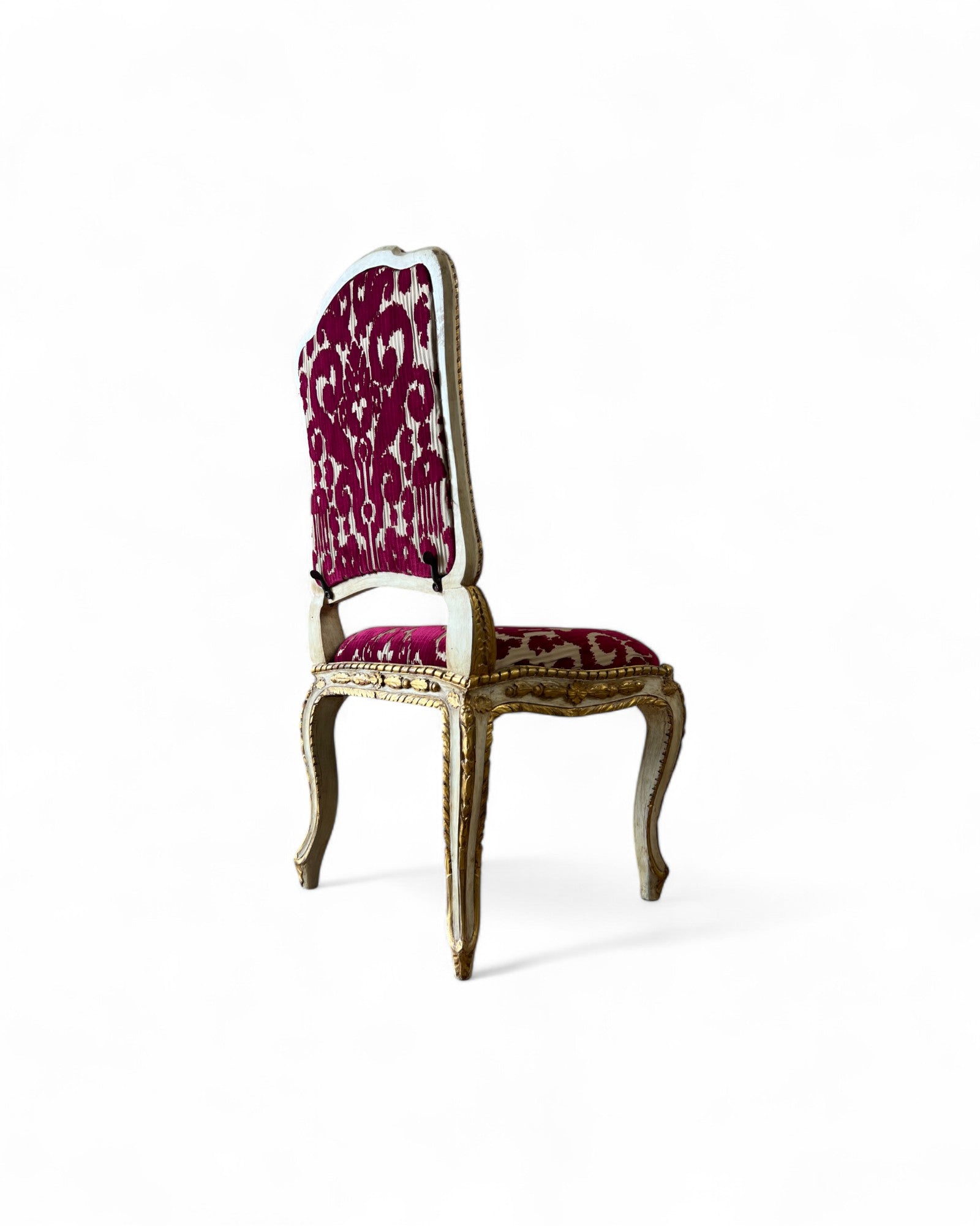 Louis XV Giltwood Gold Red Velvet Side Chairs - Set of 2