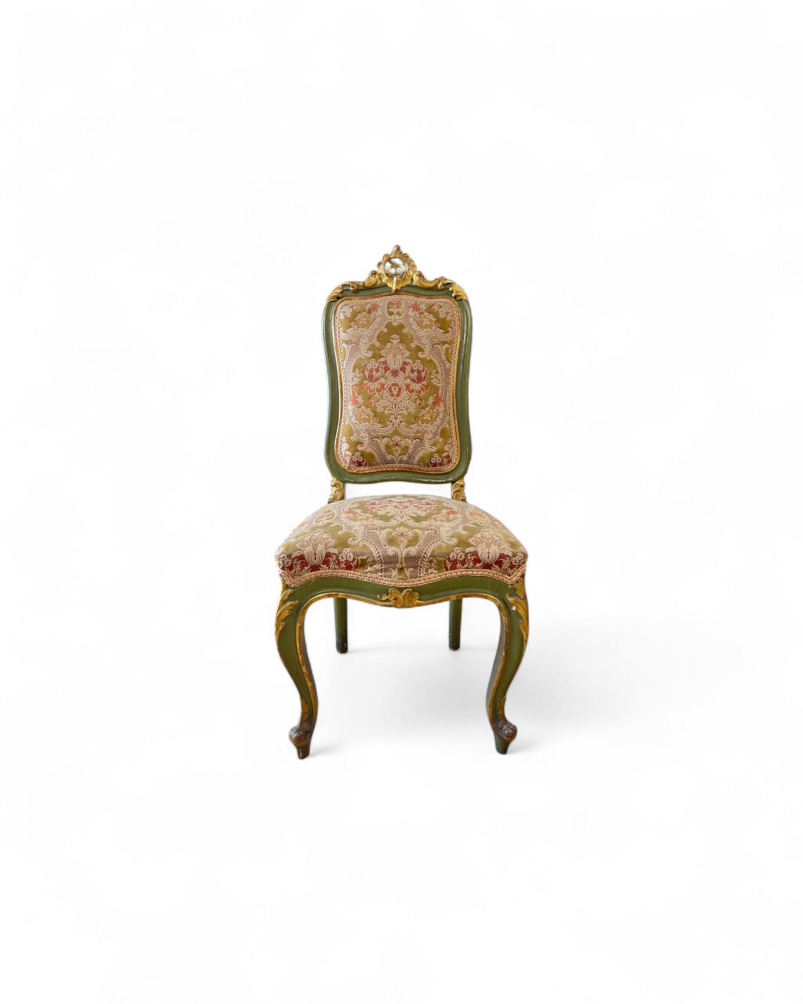 Olive Louis XV Floral Side Chairs