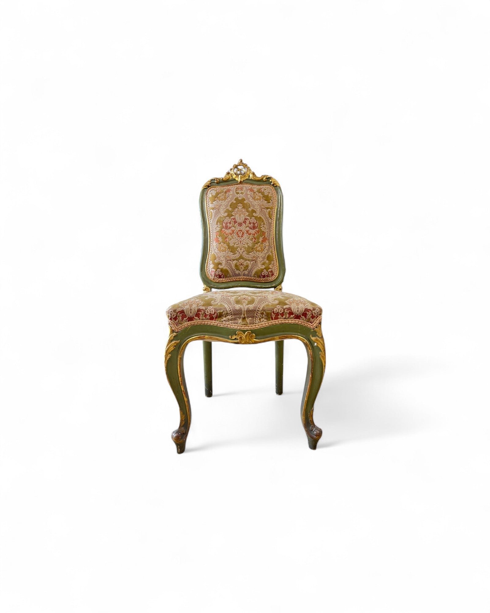 Olive Louis XV Floral Side Chairs