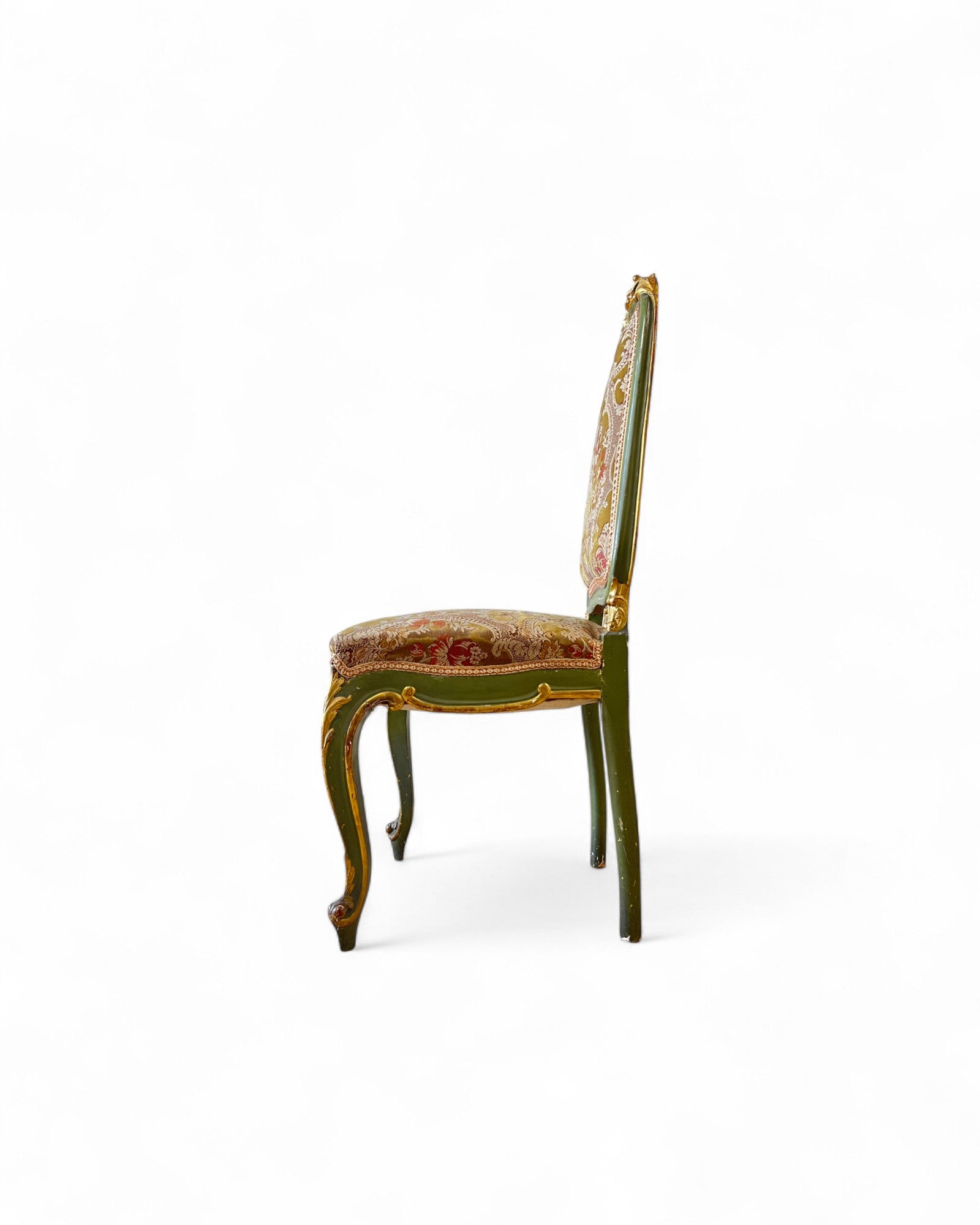 Olive Louis XV Floral Side Chairs
