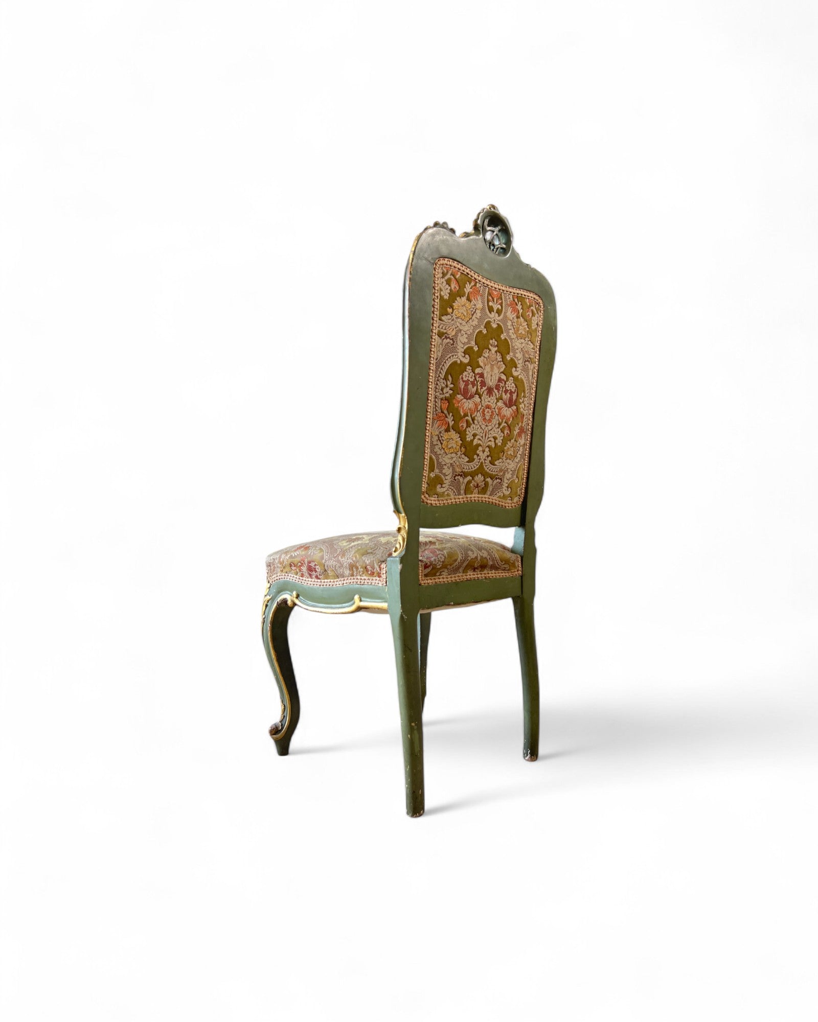 Olive Louis XV Floral Side Chairs