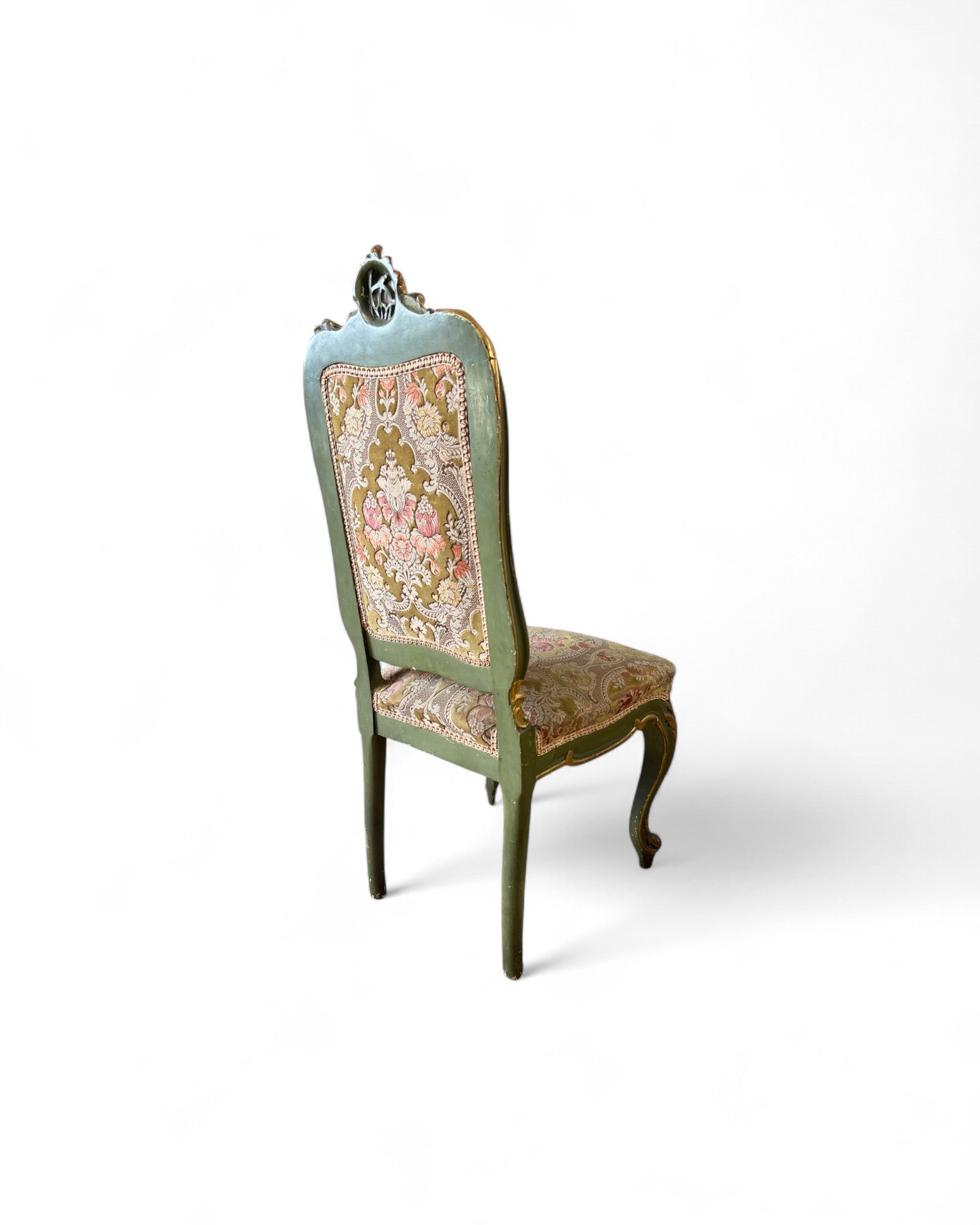 Olive Louis XV Floral Side Chairs